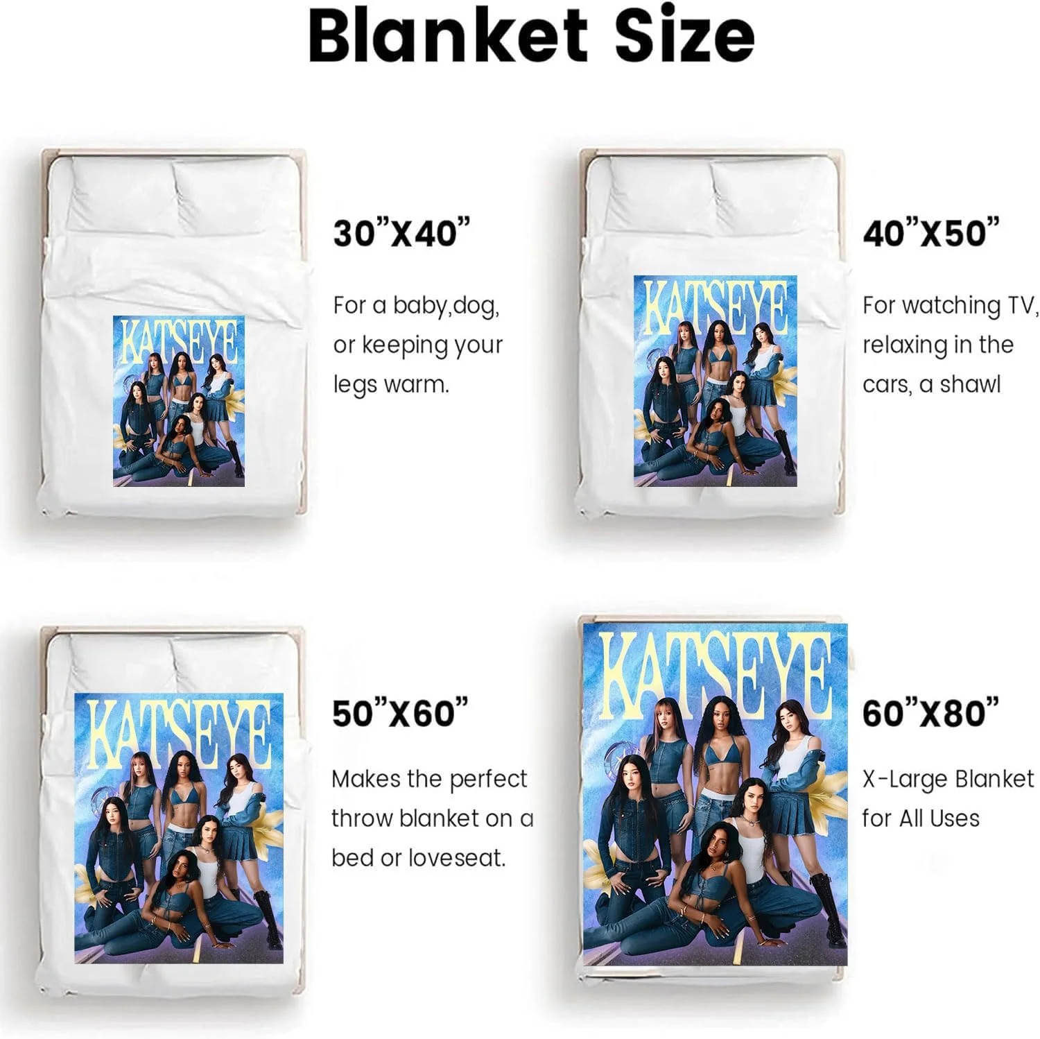 KATSEYE Retro Market Photoshoot Throw Blanket - KATSEYE MERCH​