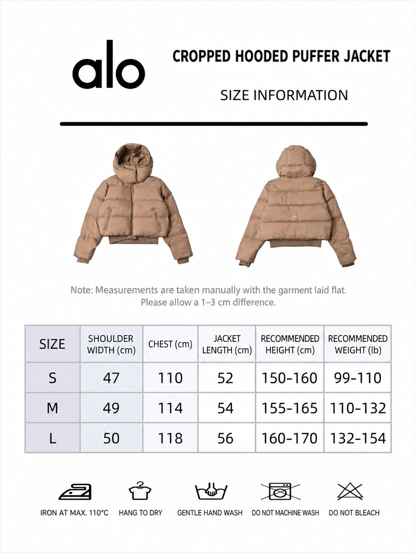 Alo Foxy Cropped Hooded Puffer Jacket - Toasted Almond - Lulualo