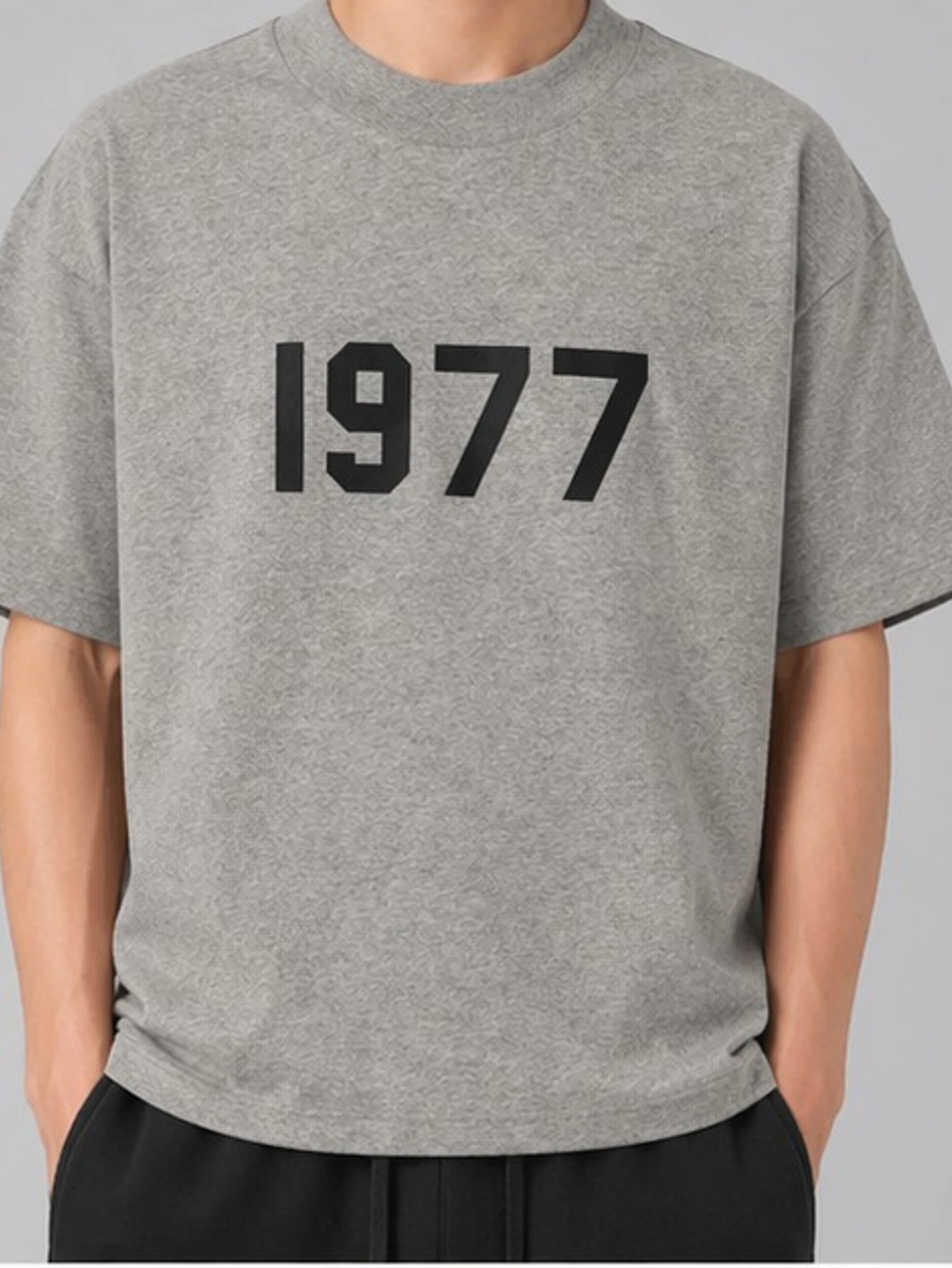 Essentials Dark Oatmeal 1977 Short-Sleeve T-Shirt | US Warehouse - Lulualo