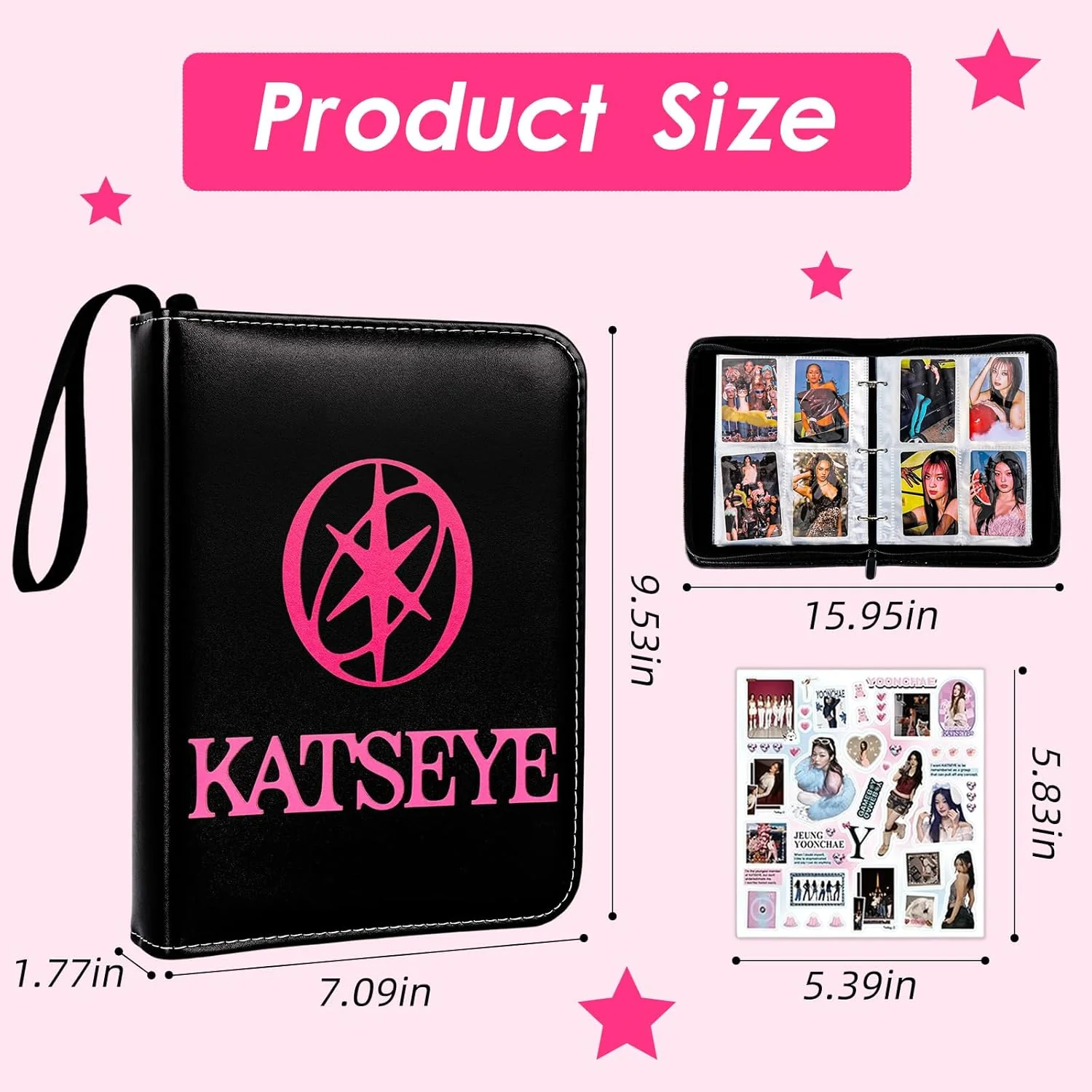 Katseye Photocard Binder 400 Card Capacity With 50 Pack 4 Pocket Pages Water Resistant PU Leather Cover For Collectors - KATSEYE MERCH​