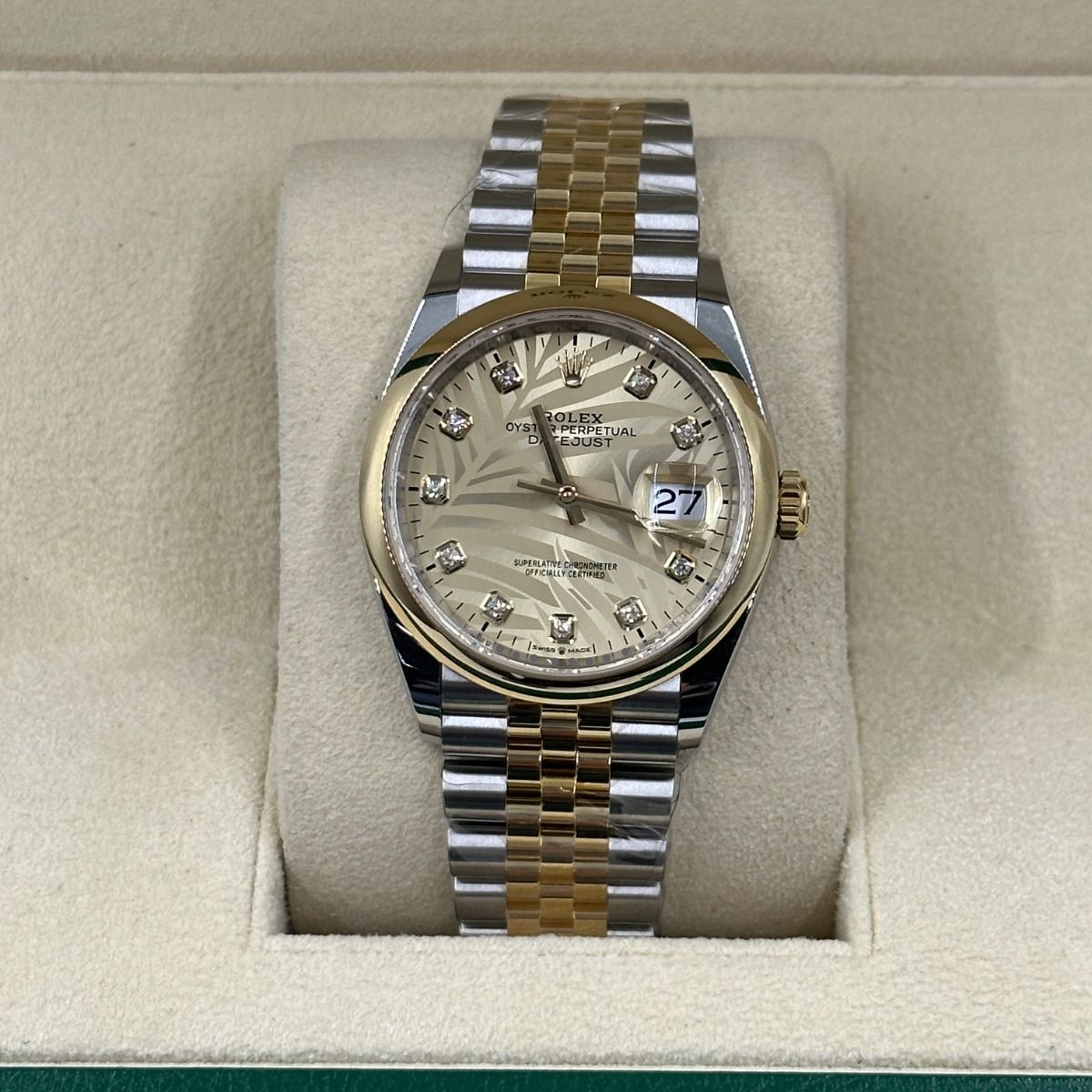 【Super Clone】RLX  Datejust 36mm 126203 Golden Palm Dial Domed Bezel Oyster Bracelet