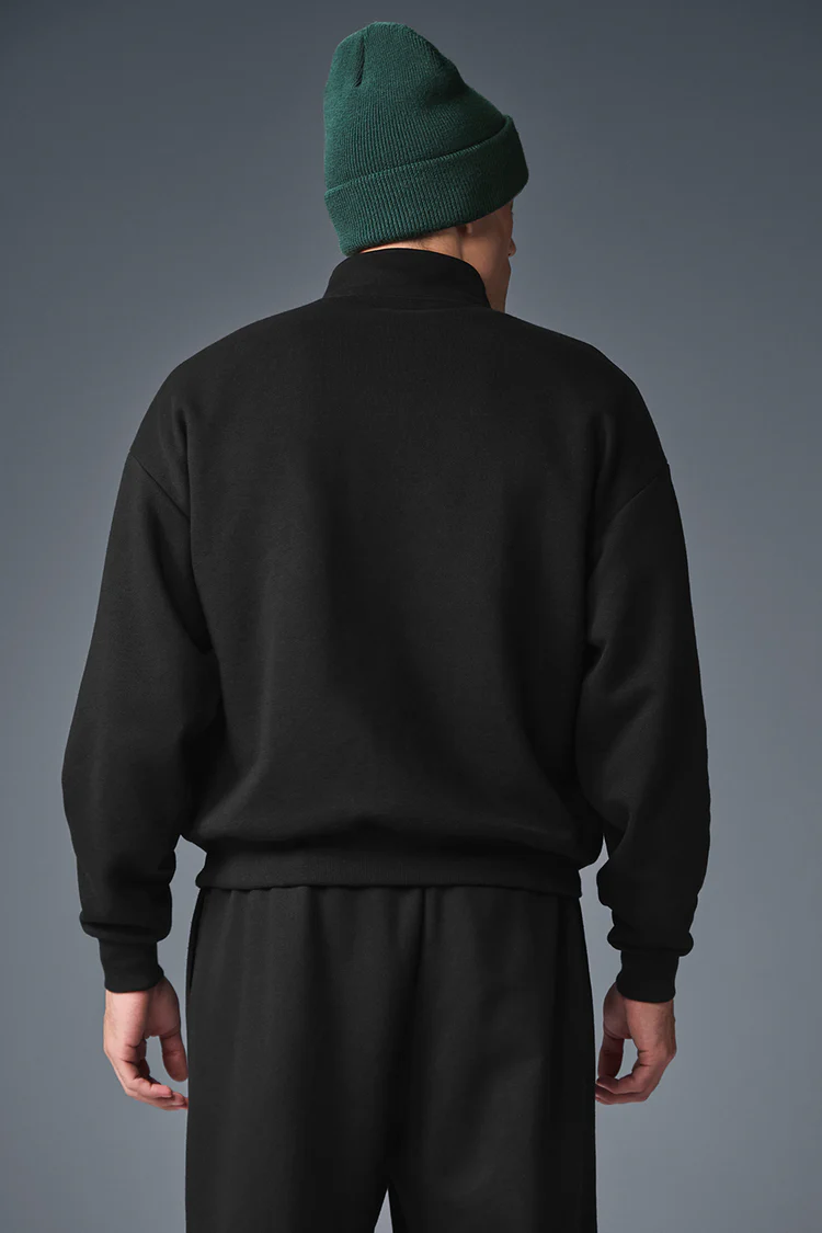 Alo Black Men's Half-Zip Mock-Neck Sweatshirt | US Warehouse - Lulualo