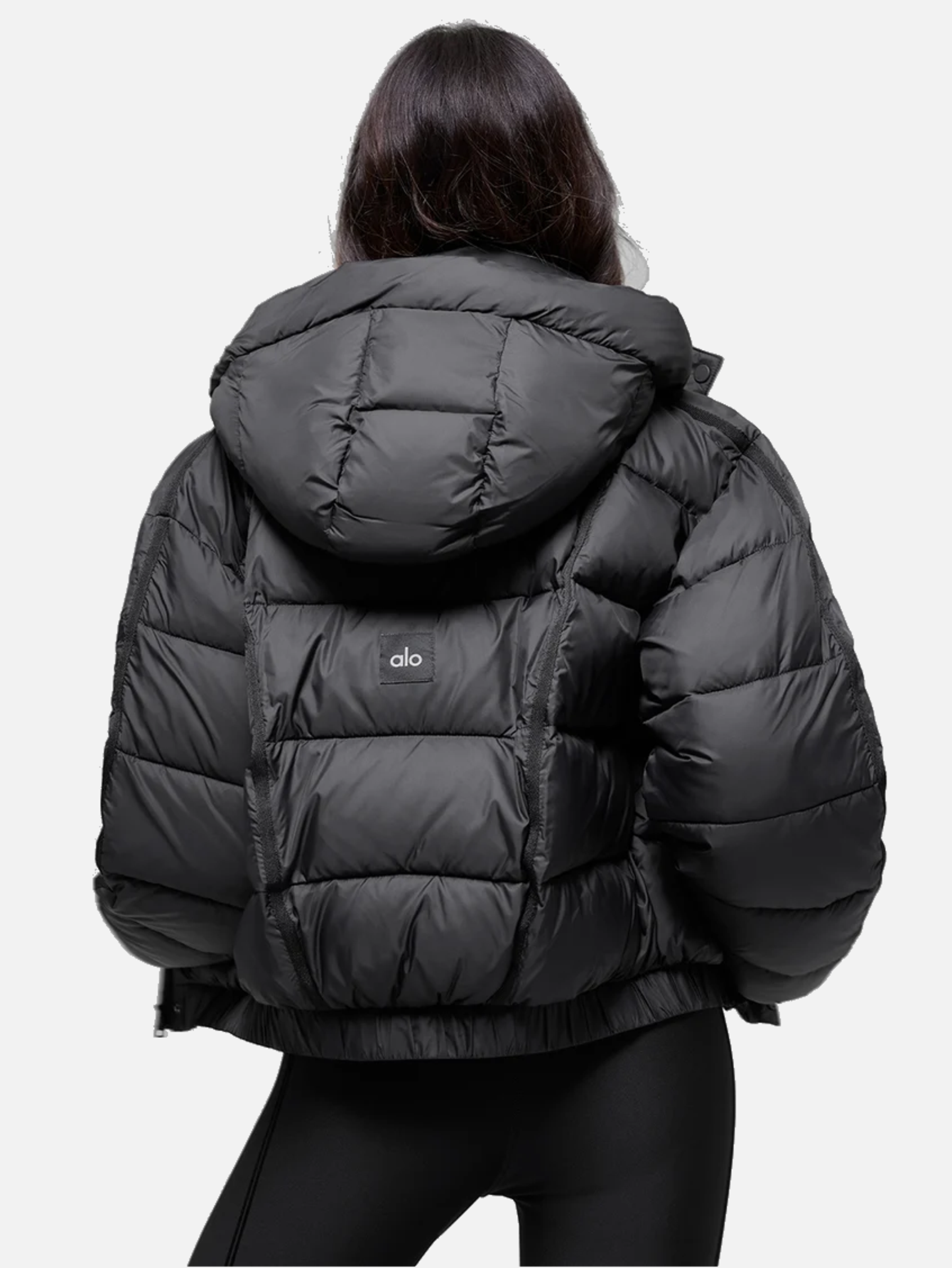 Alo Aspen Love Cropped Hooded Puffer Jacket - Black - Lulualo