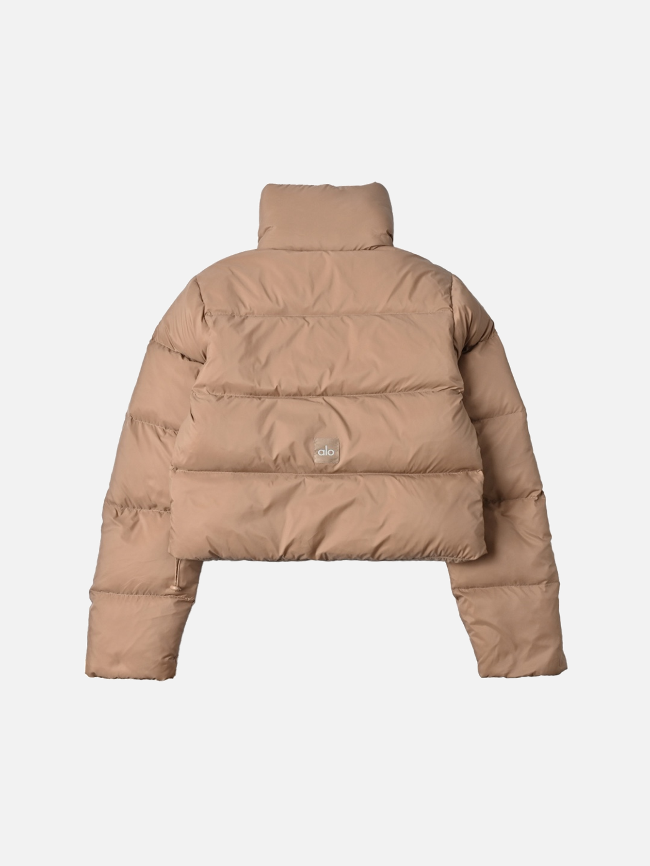 Alo Goldrush Cropped Stand-Collar Puffer Jacket - Toasted Almond - Lulualo