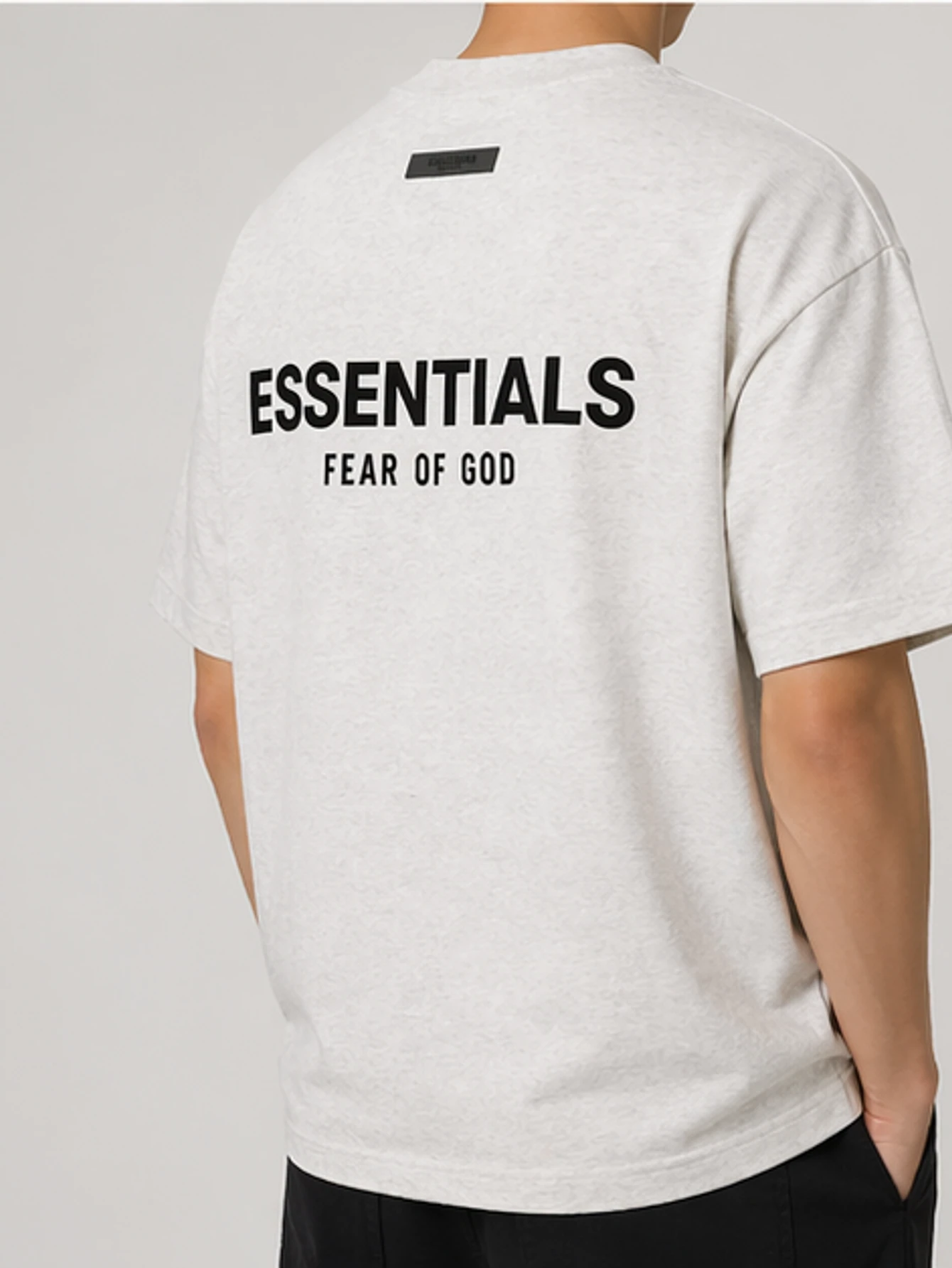 Essentials Light Oatmeal Double-Row Flocked T-Shirt | US Warehouse - Lulualo