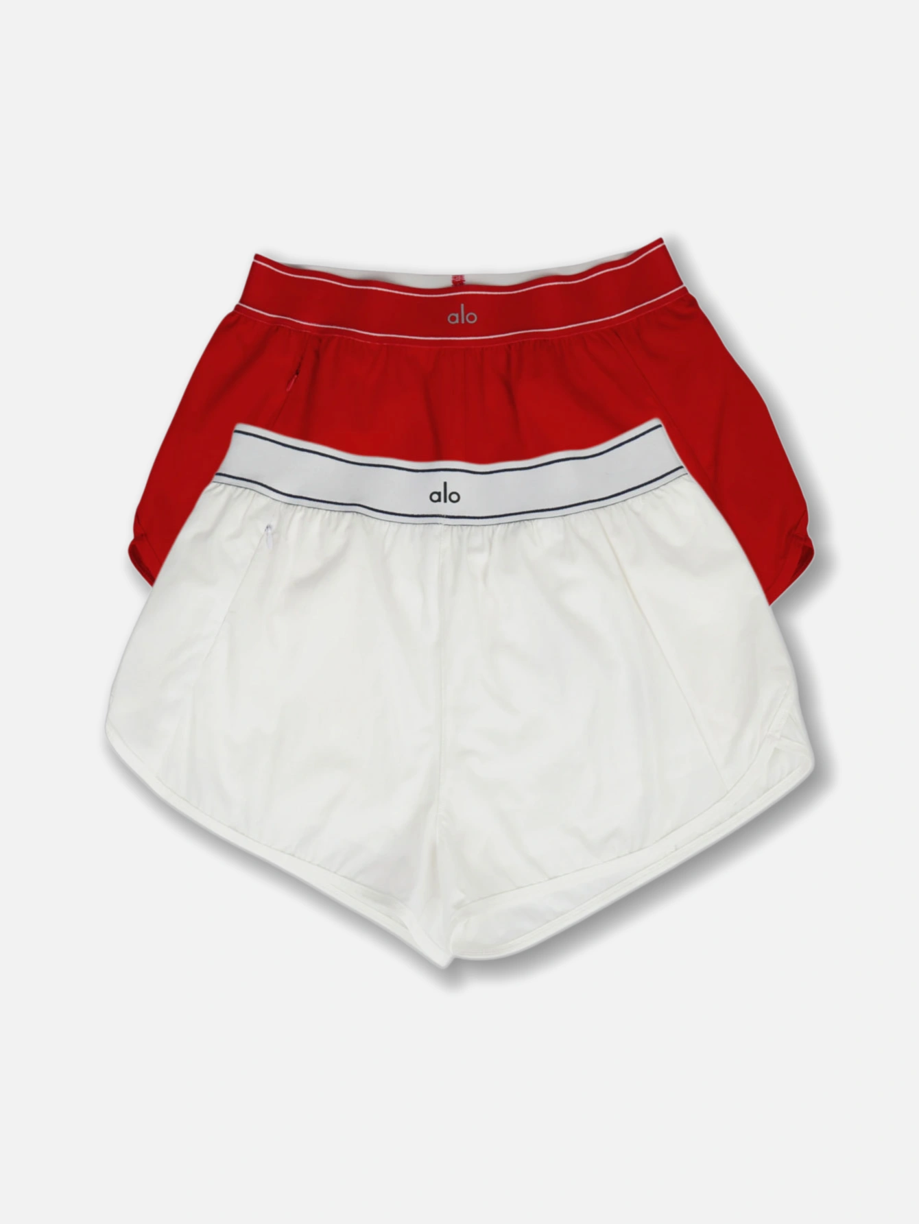 High Waist Striped Waistband Running Shorts Women 2-in-1 Liner Quick Dry Athletic Workout Shorts Zipper Pocket Lightweight Tennis Gym Sport Shorts - Lulualo