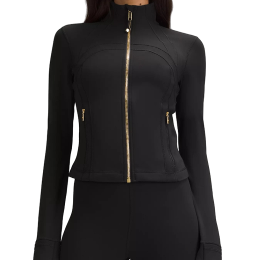 [Fast Ship From US Warehouse]Women's Cropped Slim Fit Gold Zipper Yoga Jacket - Lulualo