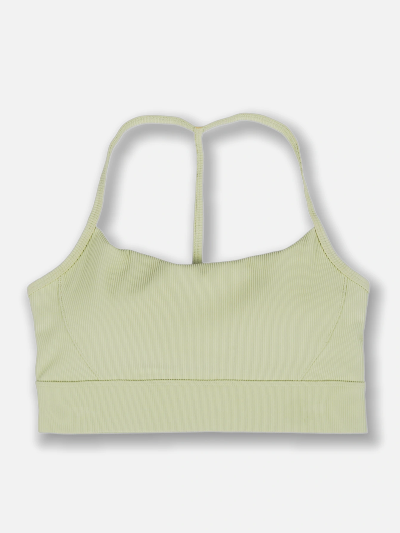 Ribbed Y Back Sports Bra for Women, Thin Spaghetti Strap Low Impact Workout Crop Tank Top, Soft Padded Yoga Gym Athletic Bra - Lulualo