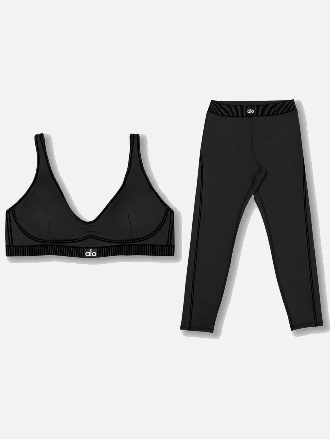 Alo Contrast-Trim Sports Bra & Leggings 2-Piece Set - Lulualo