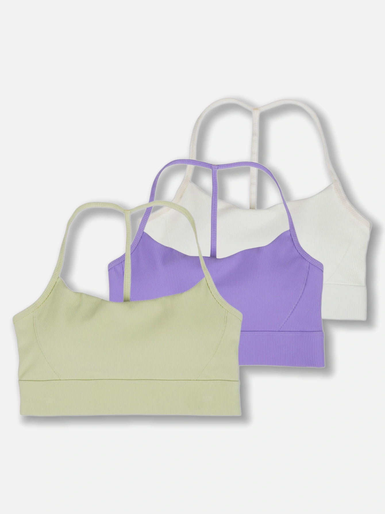 Ribbed Y Back Sports Bra for Women, Thin Spaghetti Strap Low Impact Workout Crop Tank Top, Soft Padded Yoga Gym Athletic Bra - Lulualo