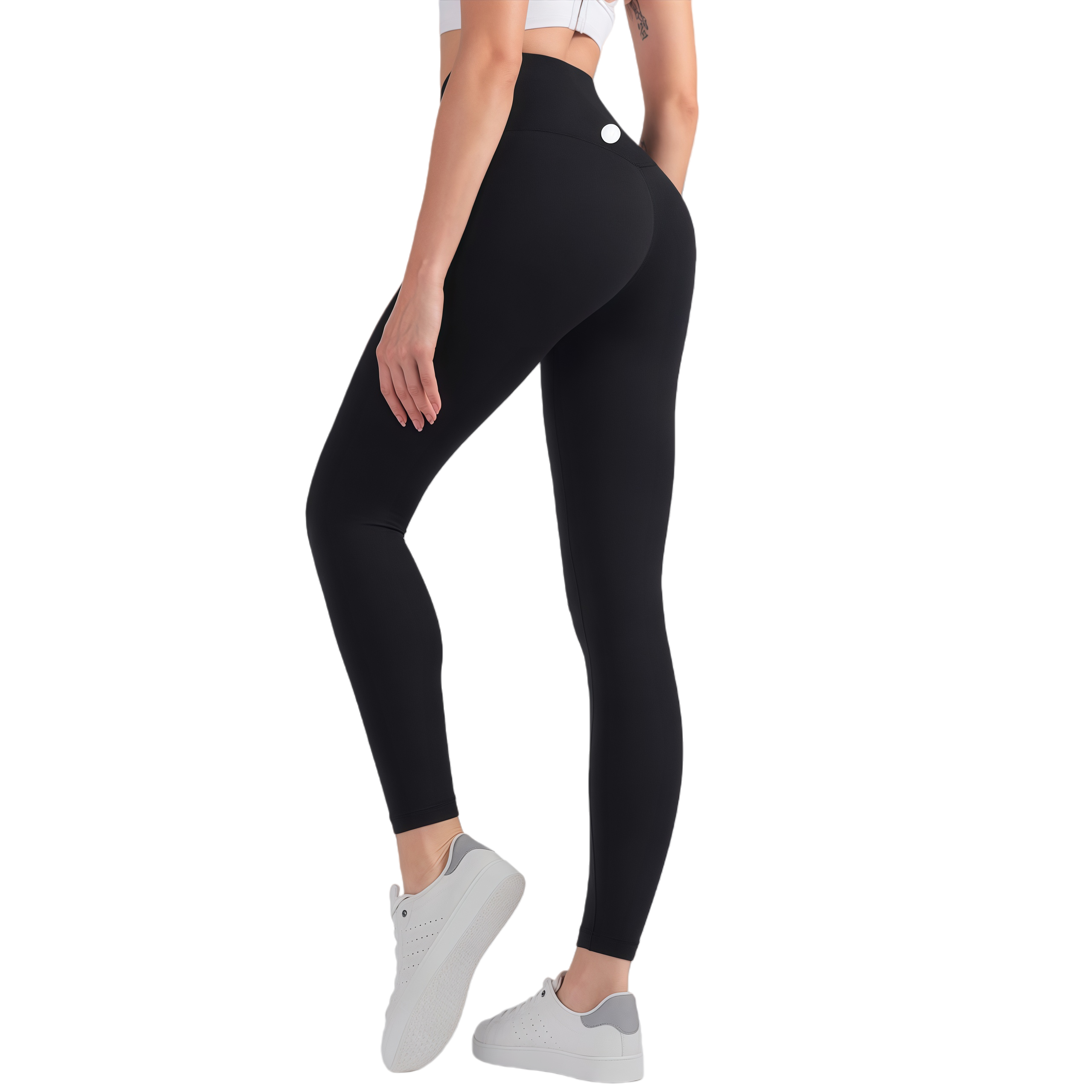 [Fast Ship From US Warehouse]Women High Waist Button Detail Yoga Leggings - Lulualo