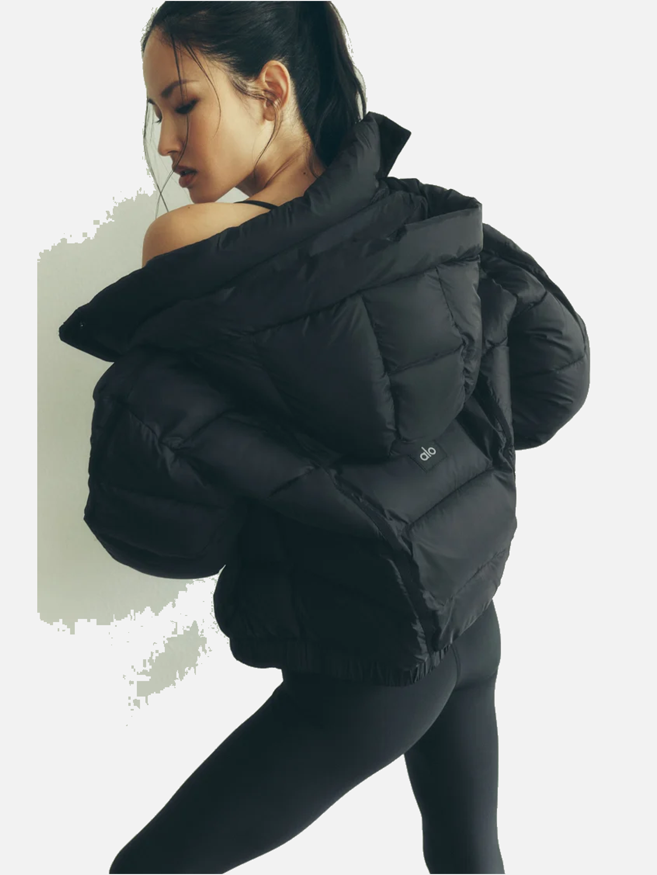 Alo Aspen Love Cropped Hooded Puffer Jacket - Black - Lulualo