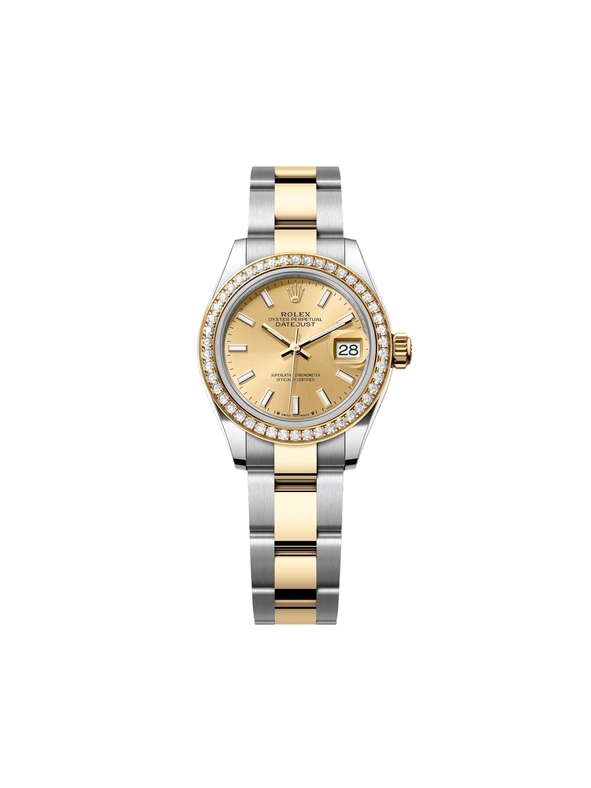 【Super Clone】RLX Lady-Datejust 28mm 279383RBR Champagne Dial Yellow Rolesor Oyster Bracelet