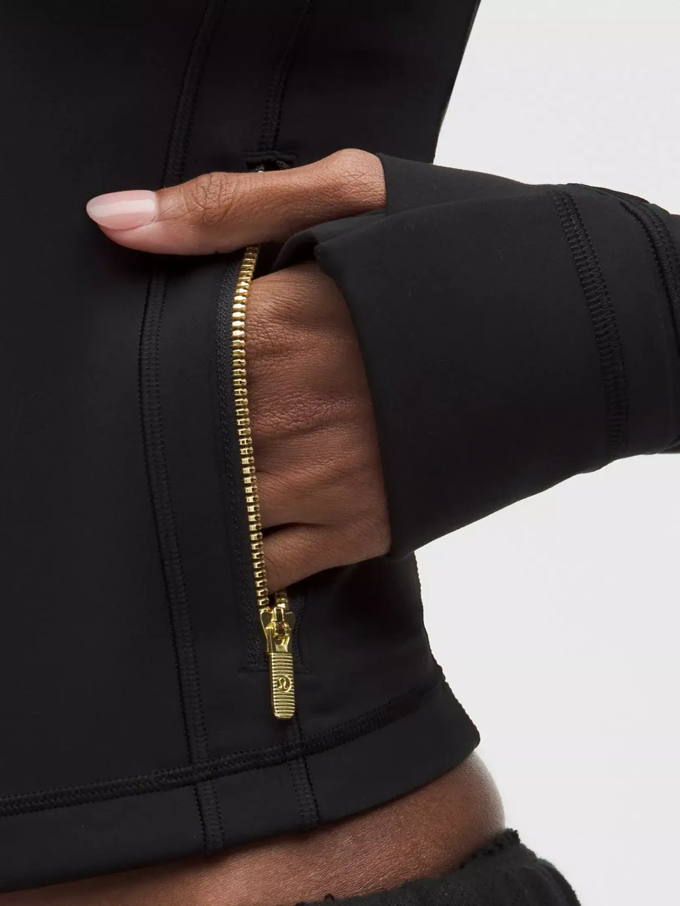 Lululemon Black Cropped Gold-Zip Athletic Jacket | US Warehouse - Lulualo