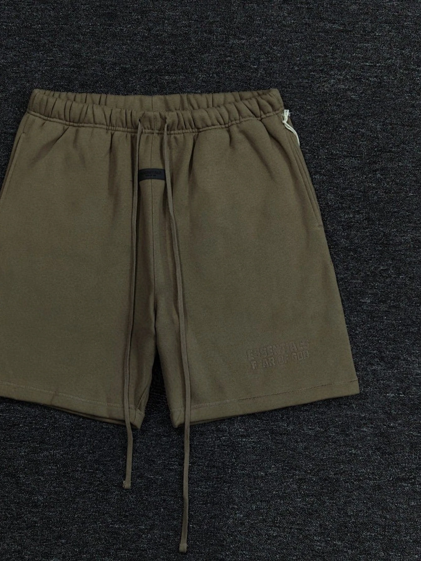 Essentials Taupe Double-Row Flocked Shorts | US Warehouse - Lulualo
