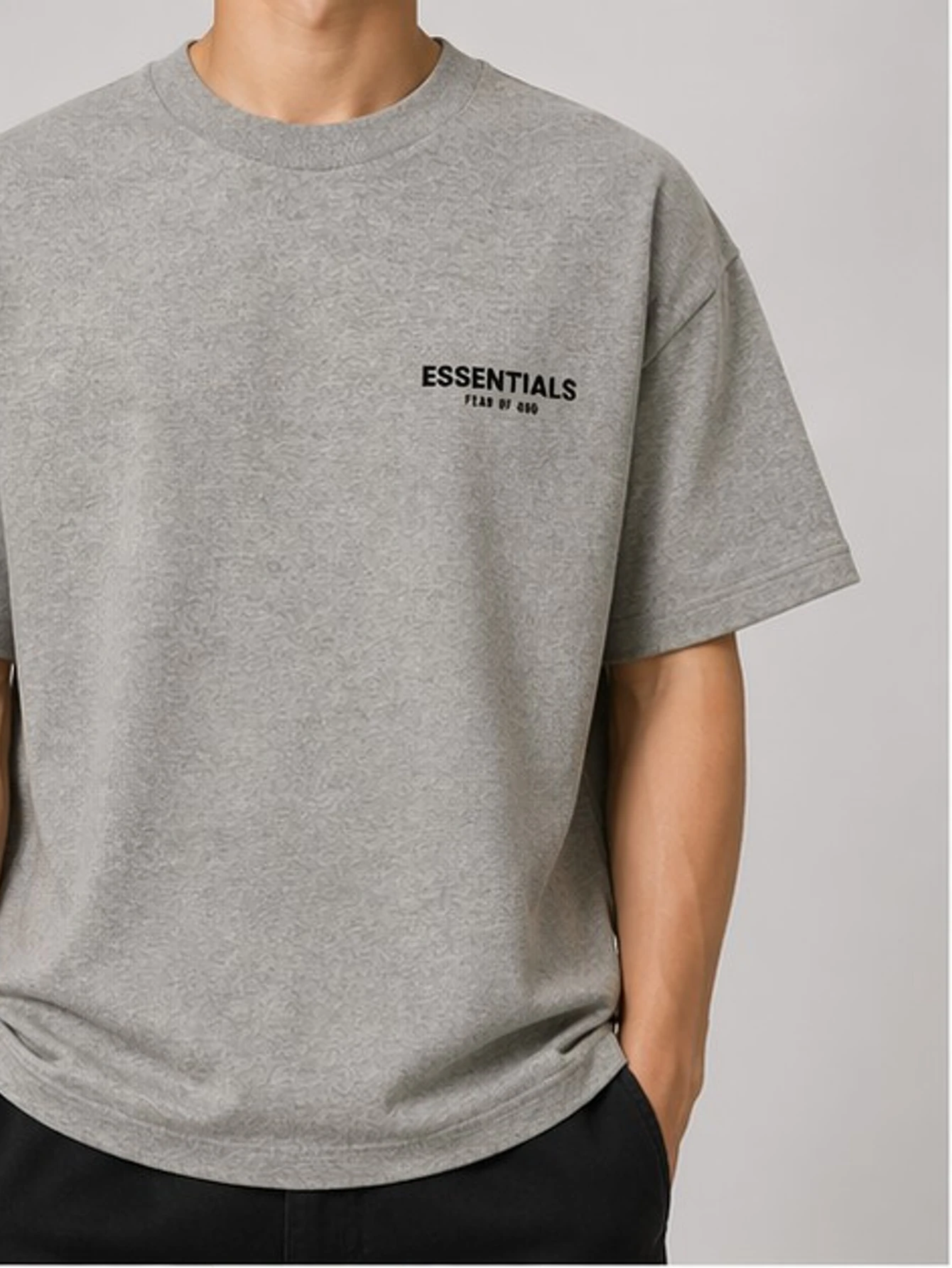 Essentials Dark Oatmeal Flocked T-Shirt | US Warehouse - Lulualo
