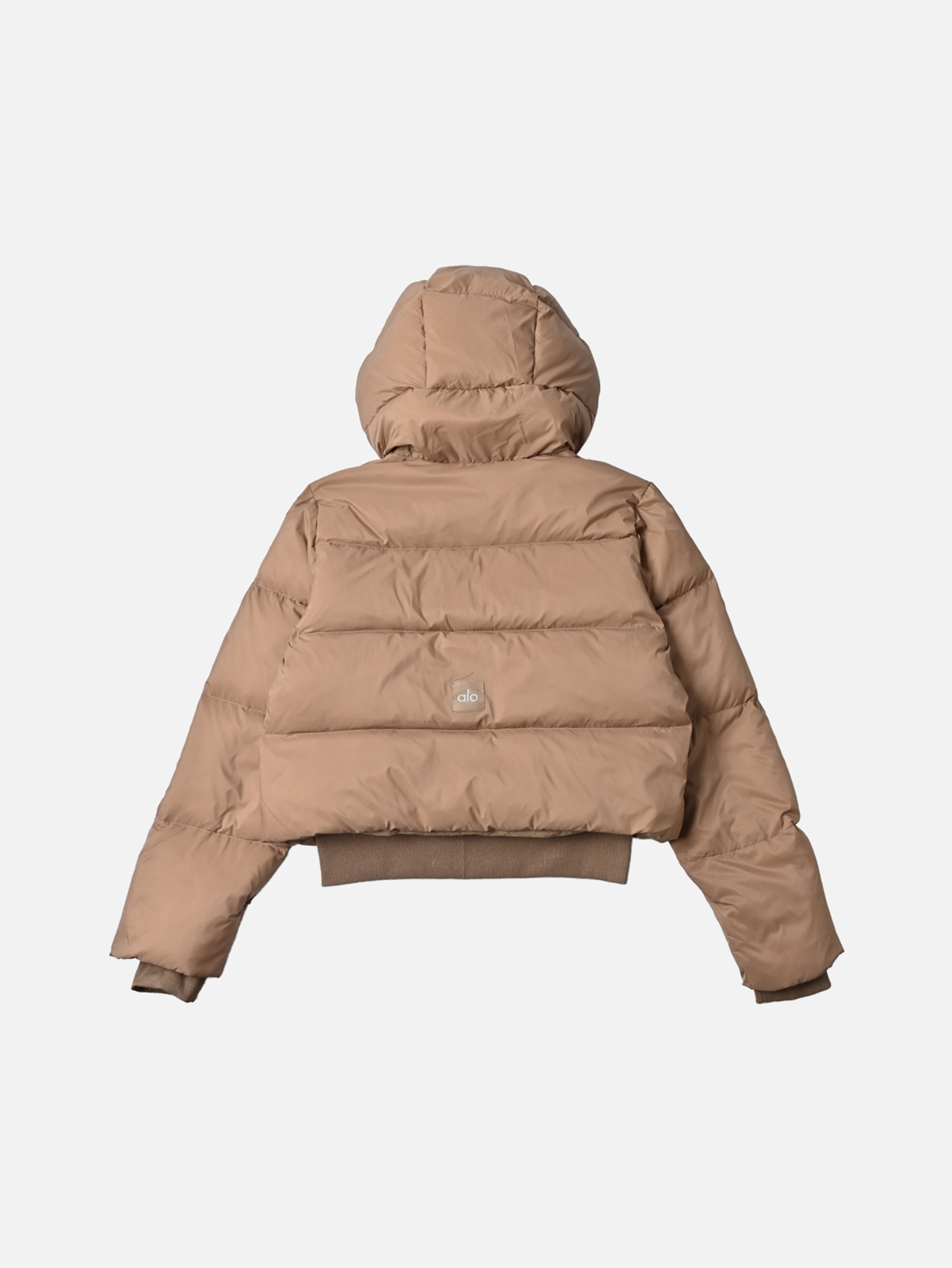 Alo Foxy Cropped Hooded Puffer Jacket - Toasted Almond - Lulualo