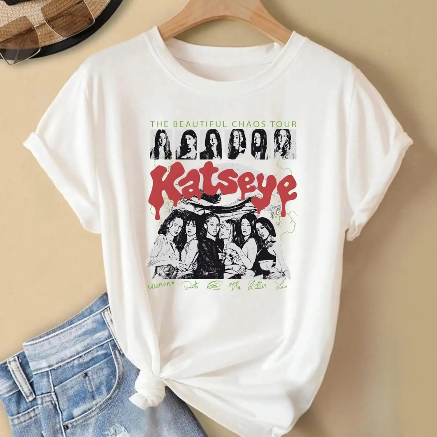 Vintage Photo Collage T Shirt Multicolor - KATSEYE MERCH​