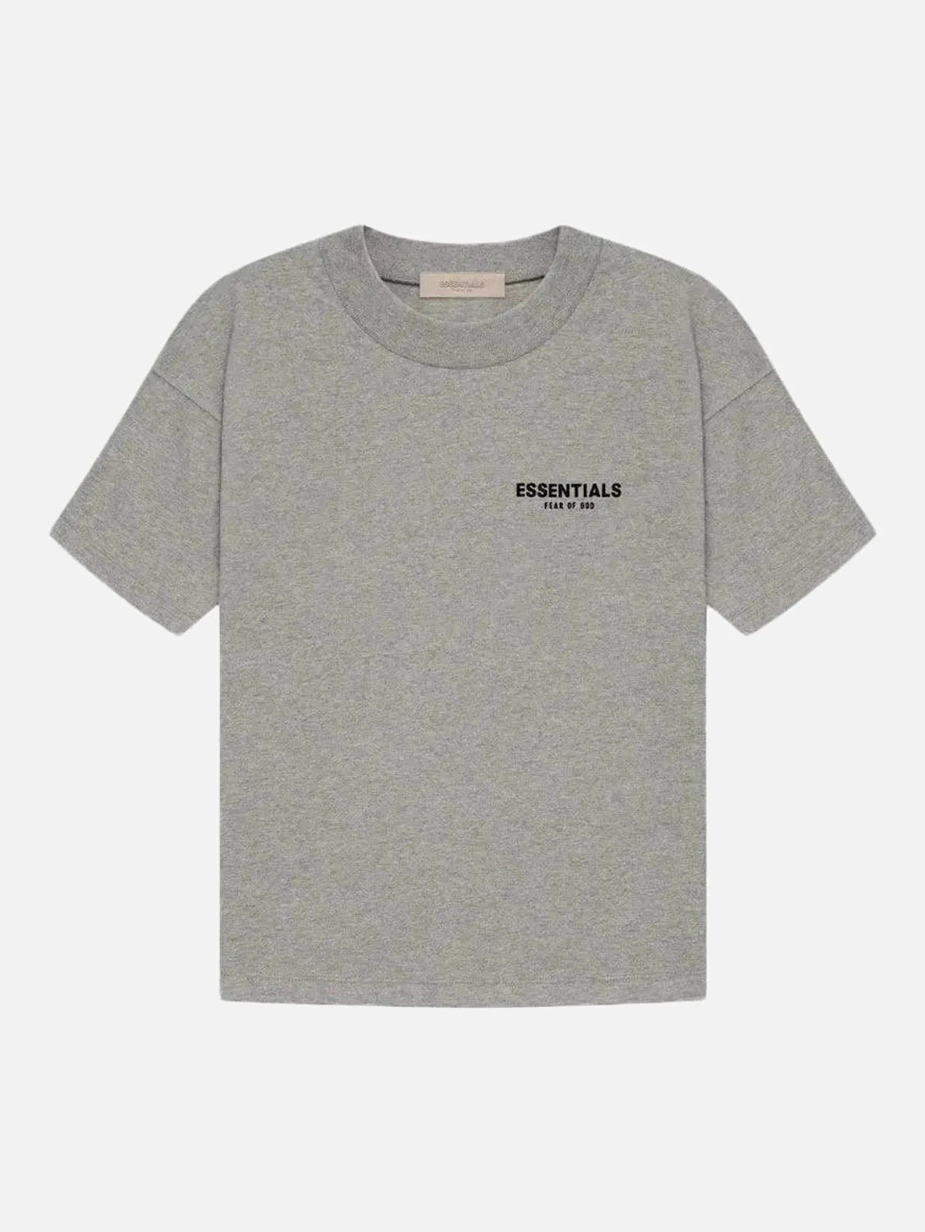 Essentials Dark Oatmeal Double-Row Flocked T-Shirt | US Warehouse - Lulualo