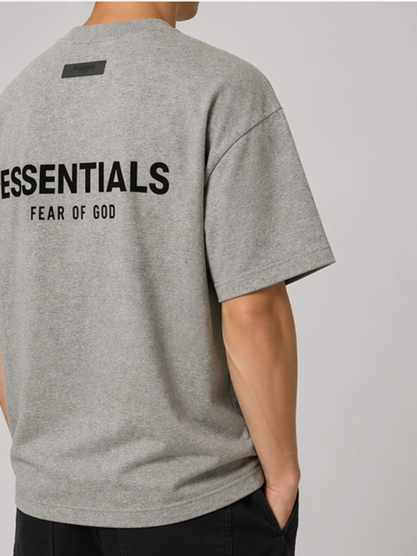 Essentials Dark Oatmeal Double-Row Flocked T-Shirt | US Warehouse - Lulualo