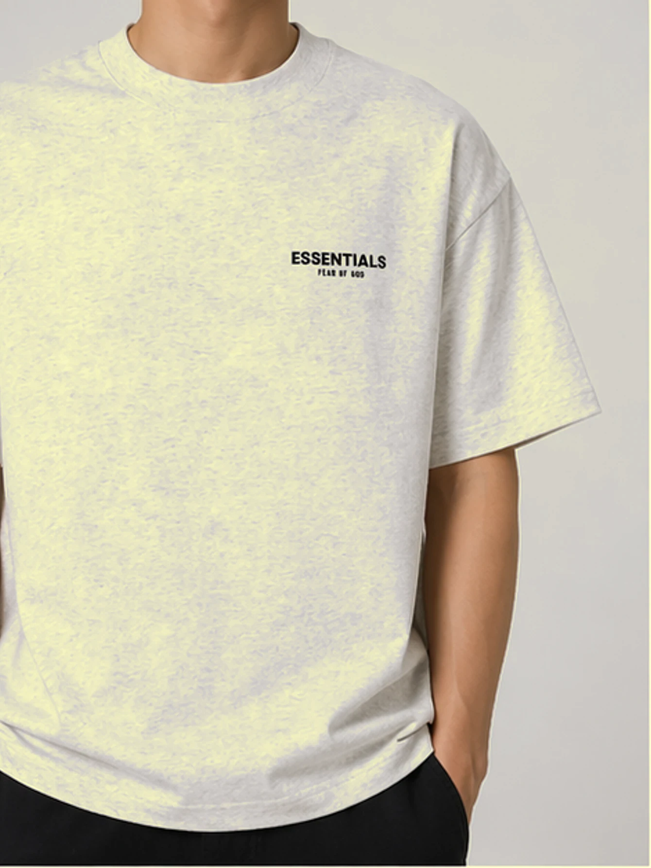 Essentials Wheat Double-Row Flocked T-Shirt | US Warehouse - Lulualo