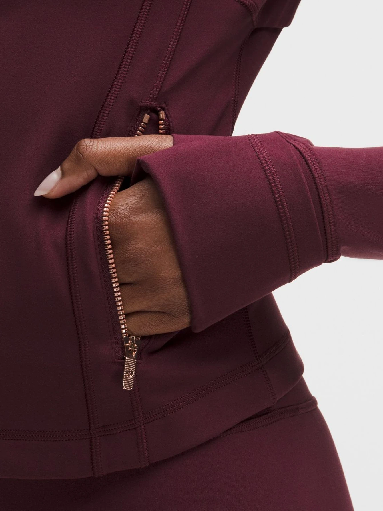 Lululemon Wine Red Cropped Gold-Zip Athletic Jacket | US Warehouse - Lulualo