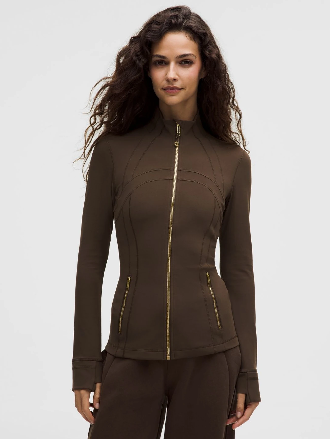 Lululemon Coffee Brown Dark-Gold Zip Athletic Jacket | US Warehouse - Lulualo