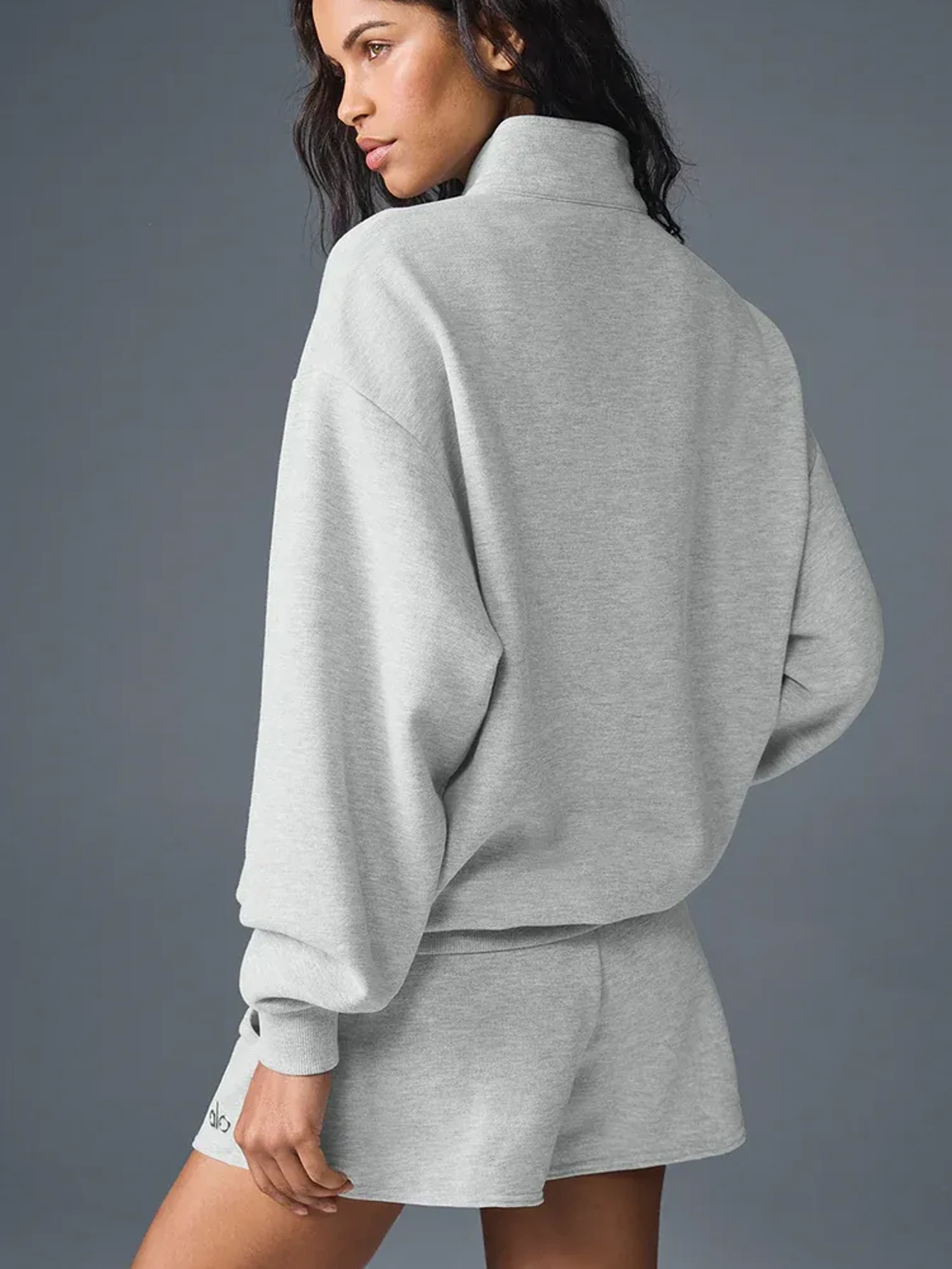 Alo Gray Men's Half-Zip Mock-Neck Sweatshirt | US Warehouse - Lulualo
