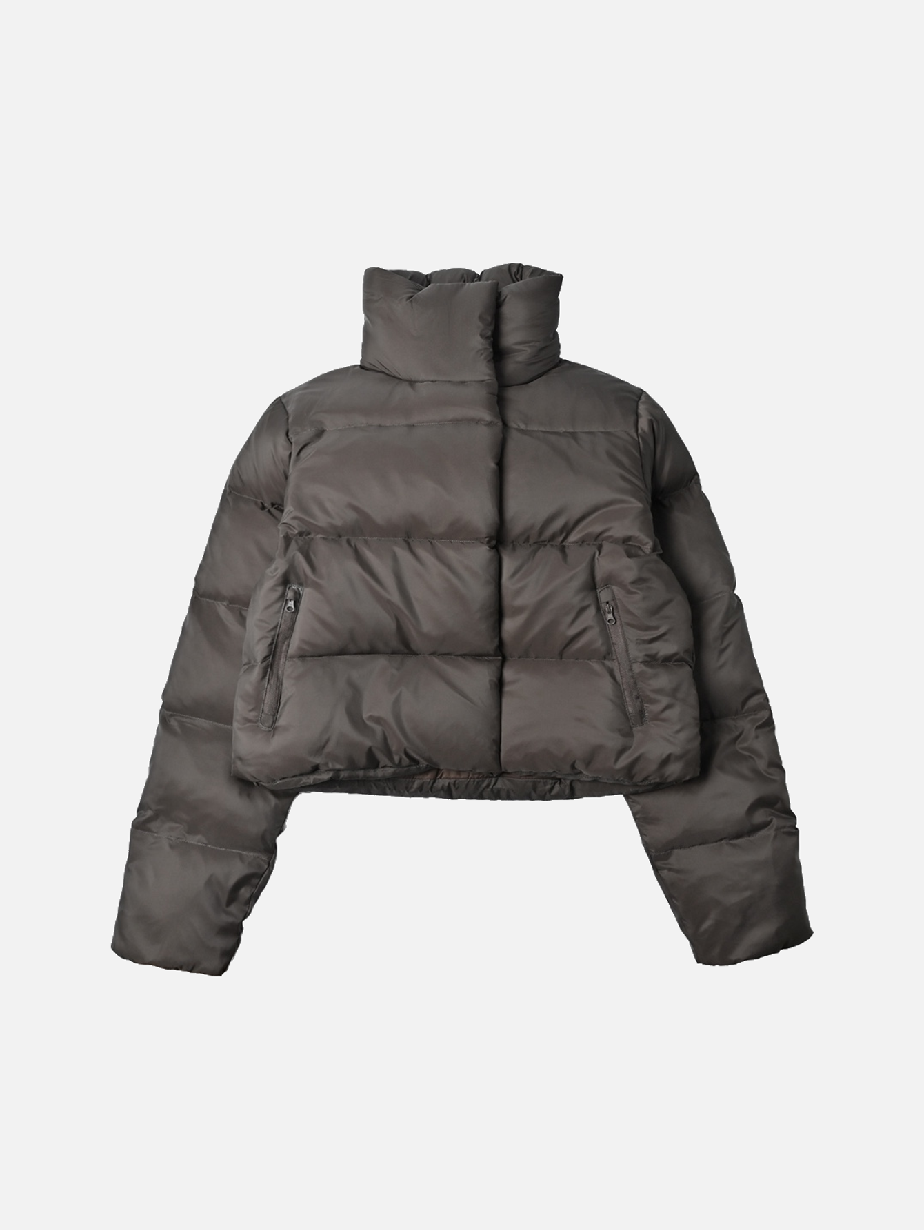 Alo Goldrush Cropped Stand-Collar Puffer Jacket - Coffee Brown - Lulualo