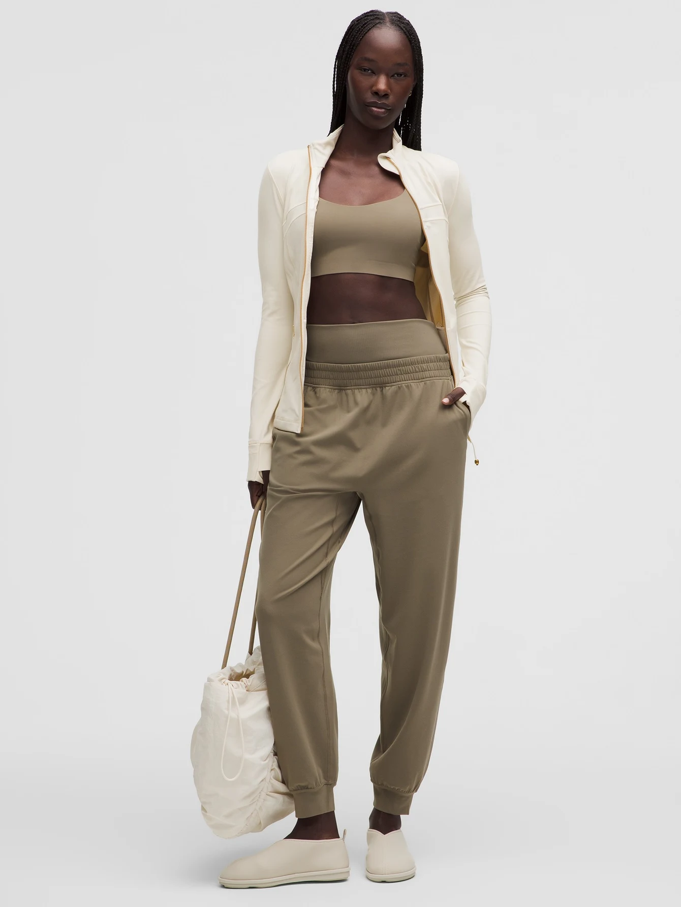 Lululemon White Longline Gold-Zip Athletic Jacket | US Warehouse - Lulualo
