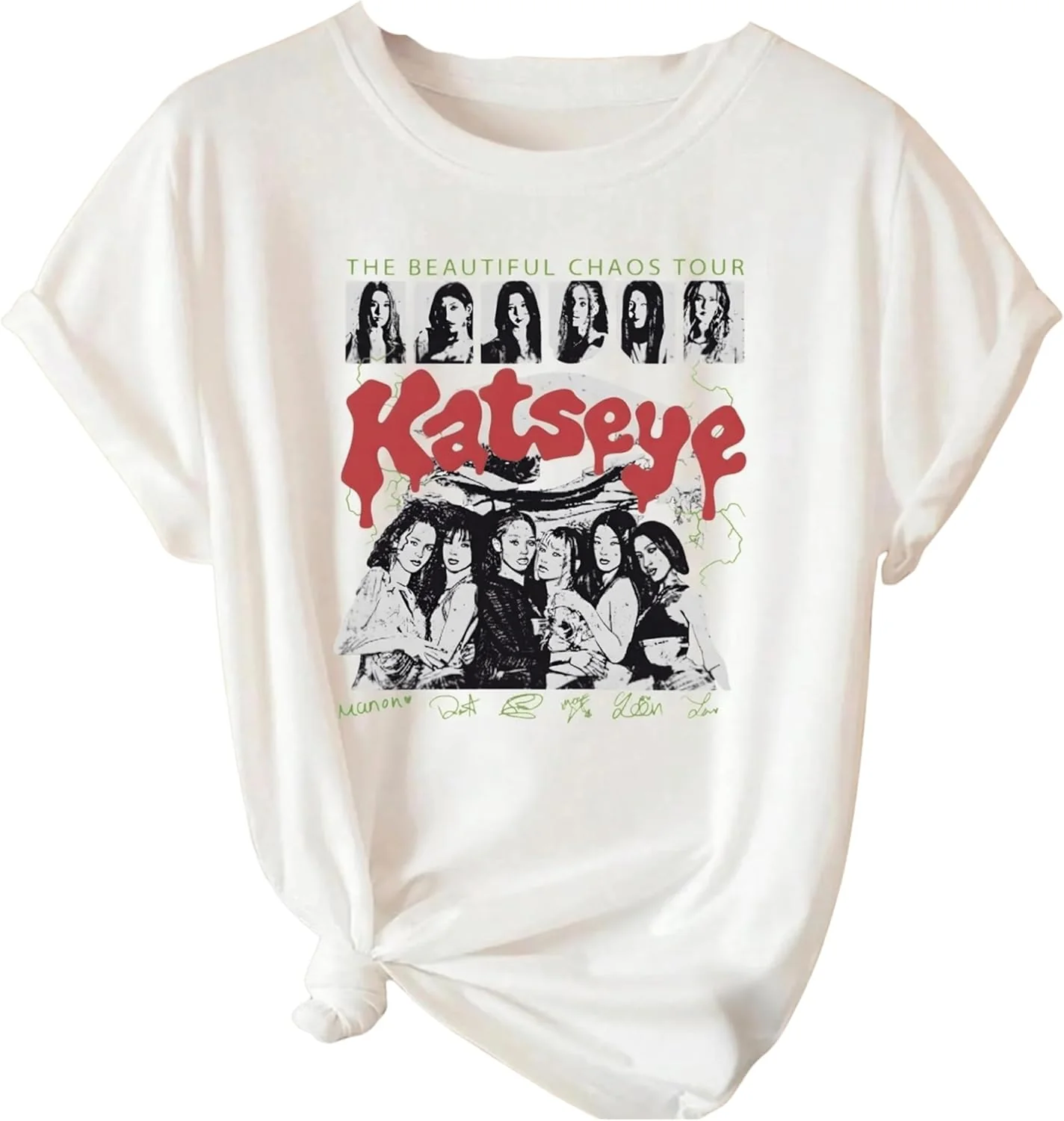 Vintage Photo Collage T Shirt Multicolor - KATSEYE MERCH​
