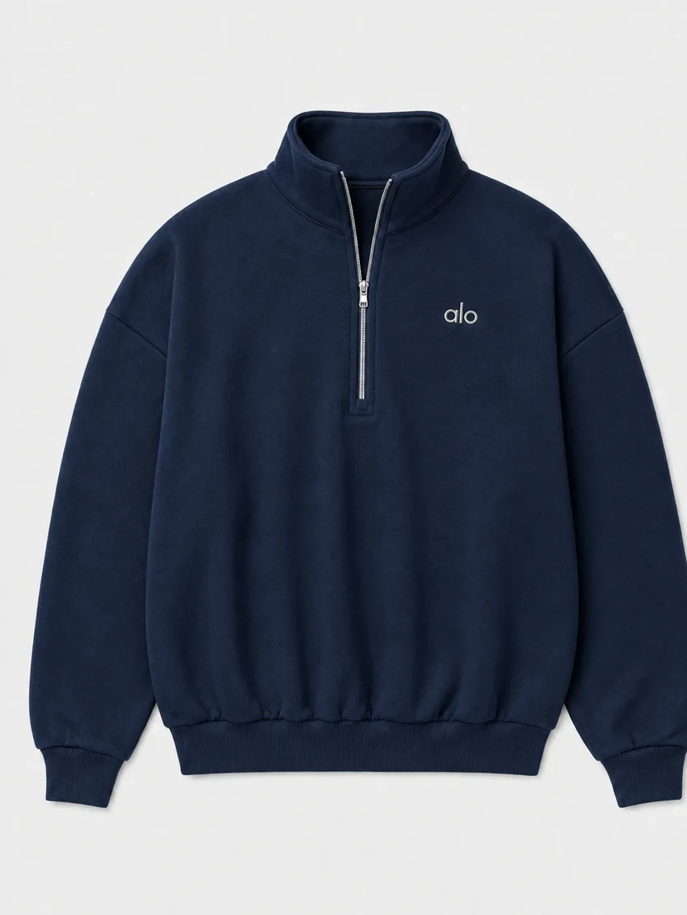 Alo Dark Navy Men's Half-Zip Mock-Neck Sweatshirt | US Warehouse - Lulualo