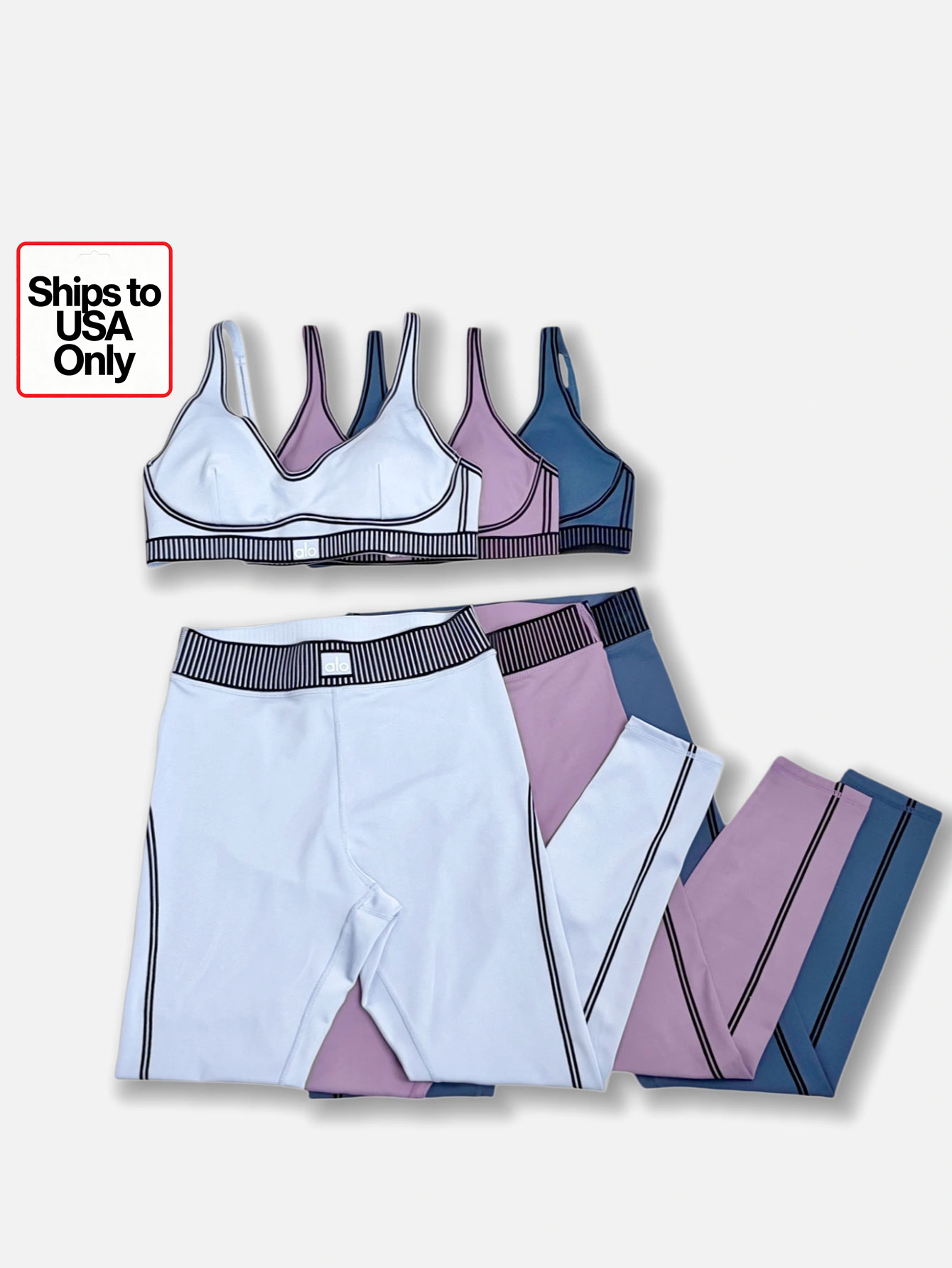 [Fast Ship From US Warehouse]V Neck Sports Bra + High Waist Leggings Yoga Tracksuit - Lulualo