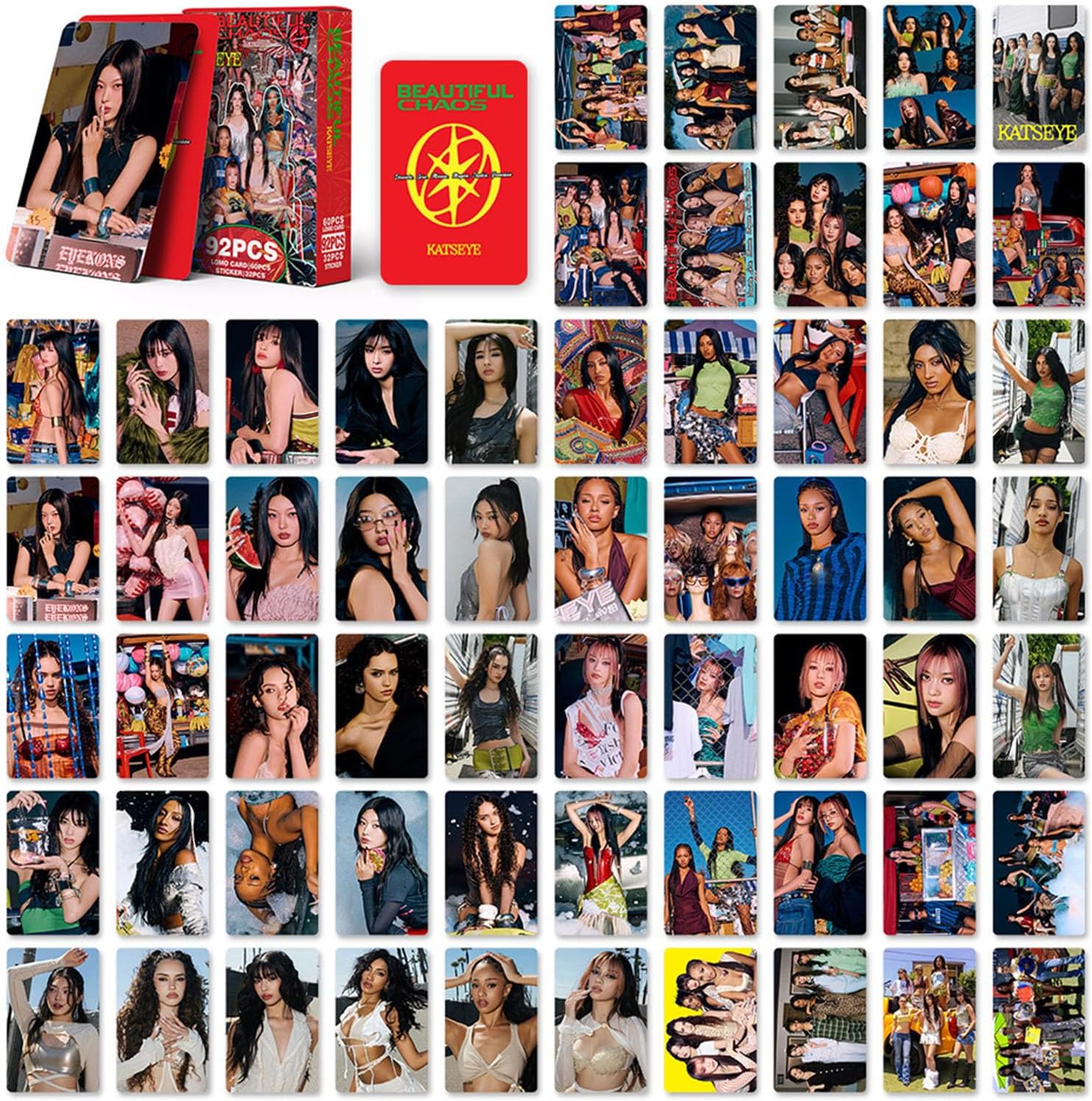 Katseye 32Pcs Stickers And 60Pcs Lomo Cards Idol Album Set For Fans Girls Gift Pack - KATSEYE MERCH​