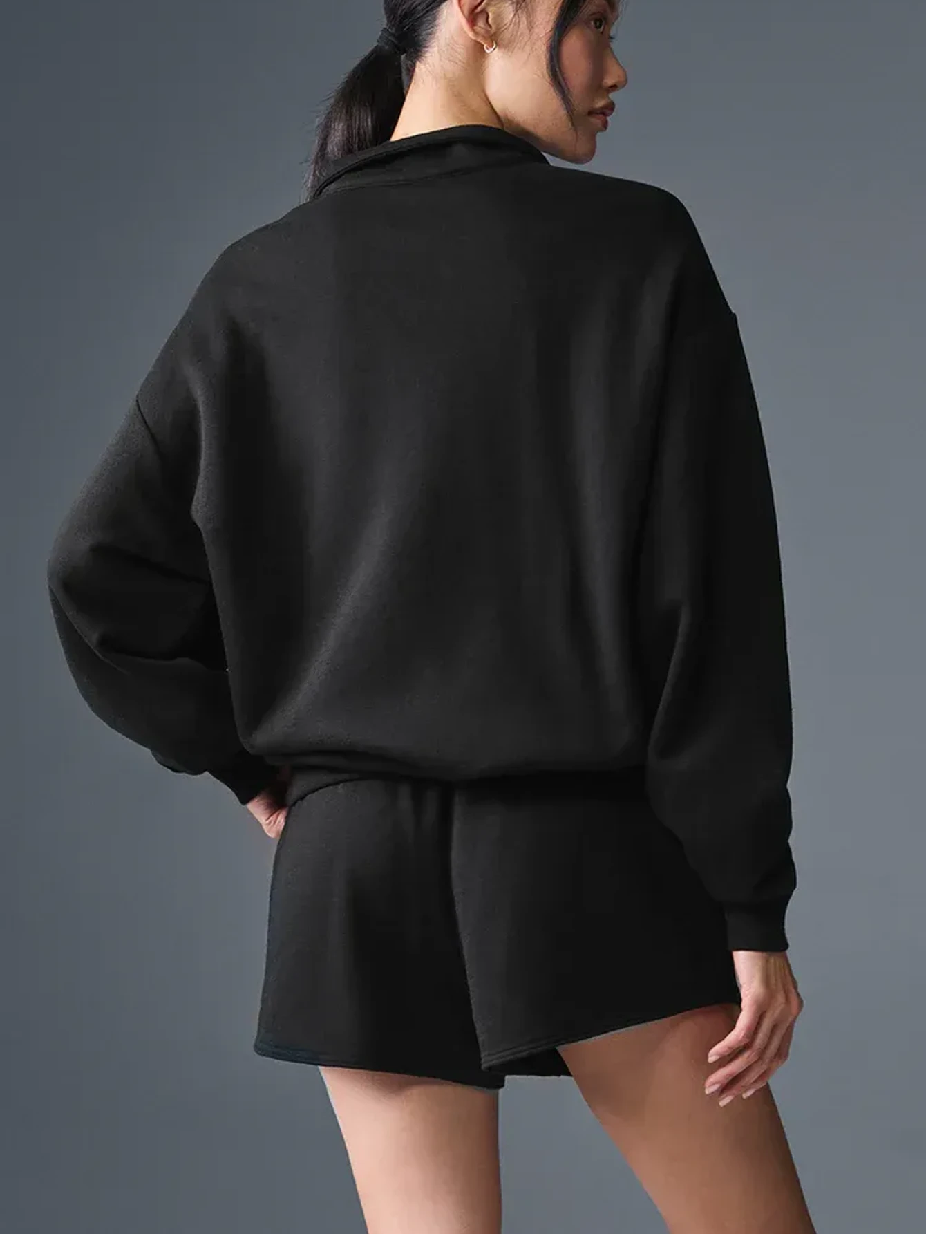 Alo Black Men's Half-Zip Mock-Neck Sweatshirt | US Warehouse - Lulualo