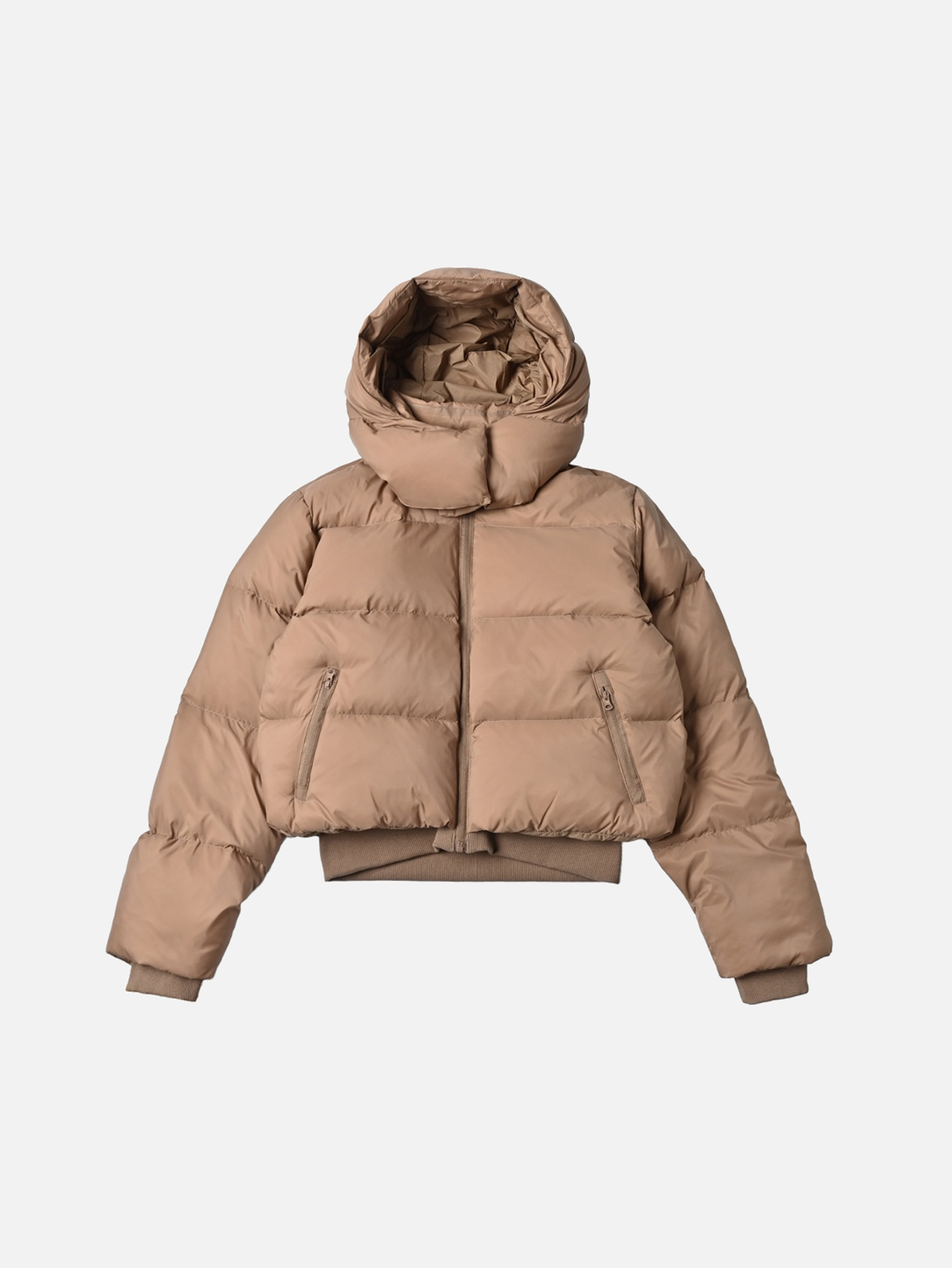 Alo Foxy Cropped Hooded Puffer Jacket - Toasted Almond - Lulualo