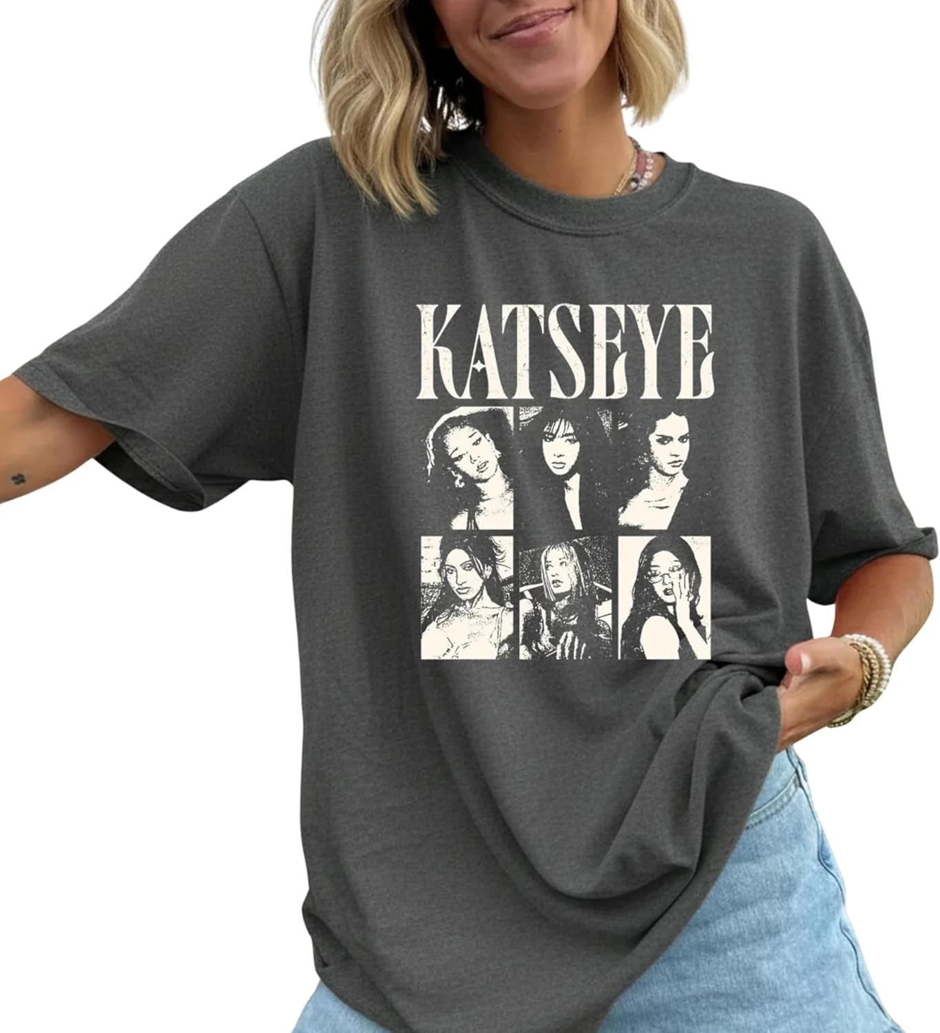 KATS Eye Vintage Style Photo Collage T Shirt - KATSEYE MERCH​