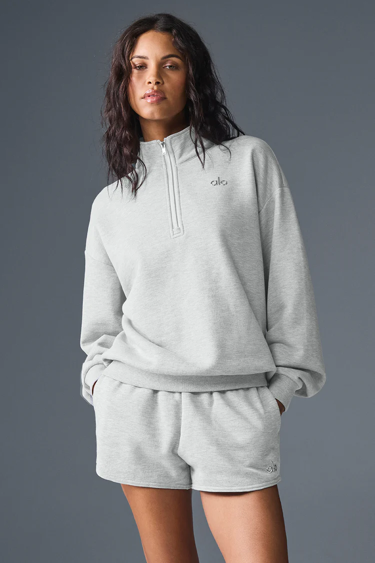 Alo Gray Men's Half-Zip Mock-Neck Sweatshirt | US Warehouse - Lulualo