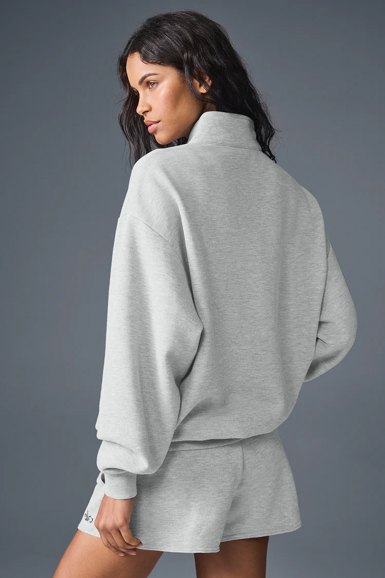 Alo Gray Men's Half-Zip Mock-Neck Sweatshirt | US Warehouse - Lulualo