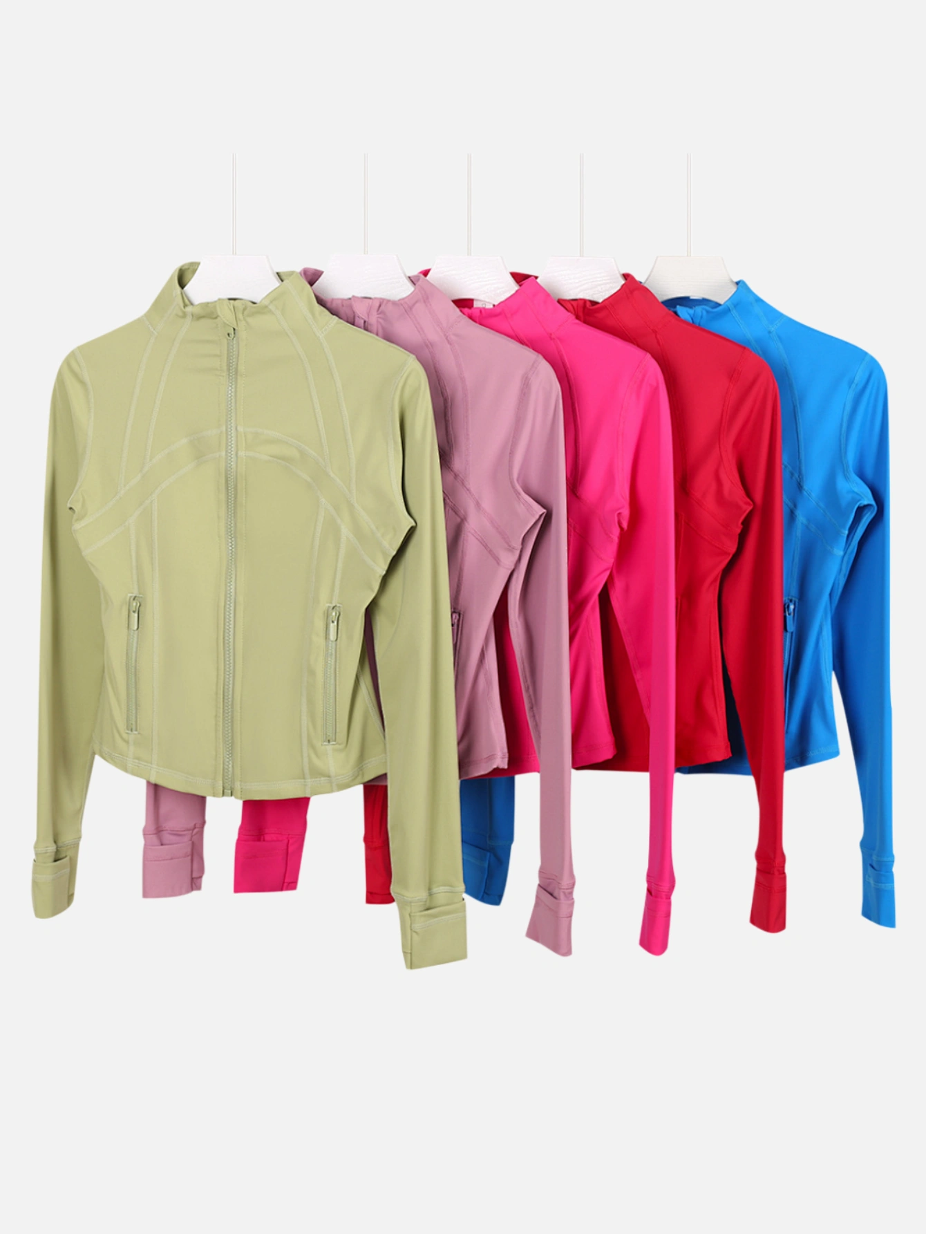 Women’s Full Zip Short Athletic Jacket, High Neck Slim Fit Workout Track Jacket with Thumb Holes, Lightweight Soft Stretch Yoga Crop Jacket with Zipper Pockets - Lulualo