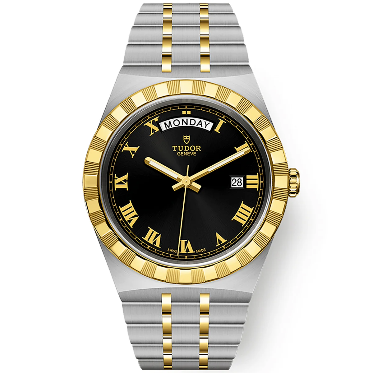 【Super Clone】TUDOR Royal Date/Day 41mm S&G Black Roman Dial Automatic Watch M28603-0003