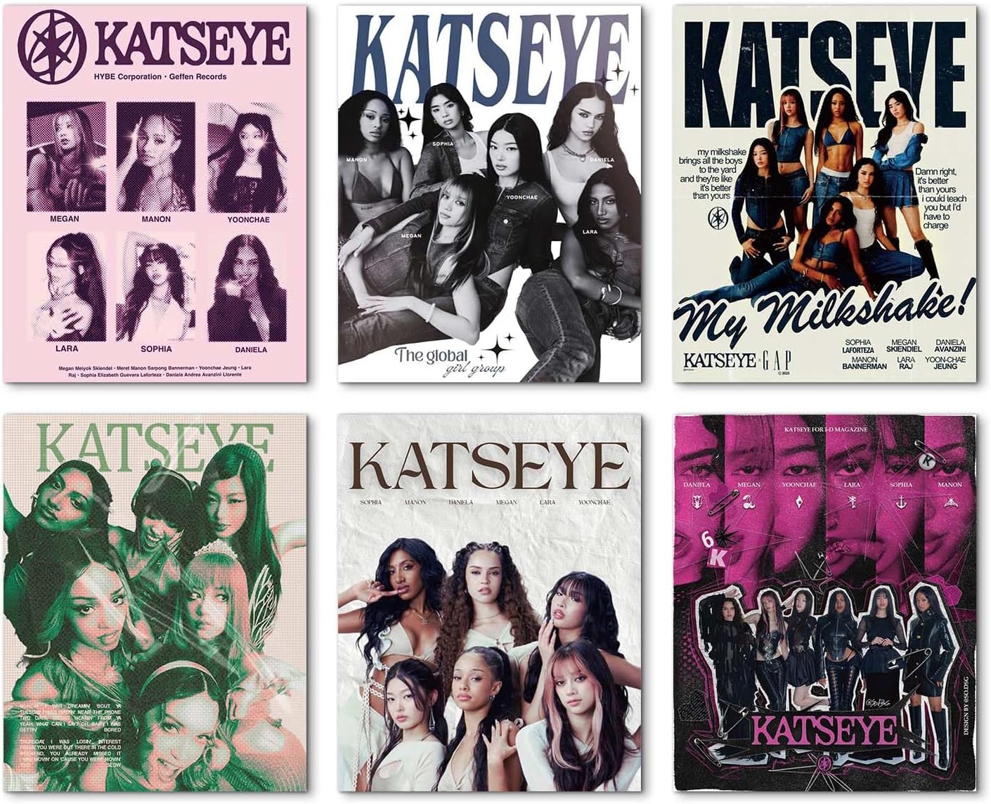 TUOCYERD Katseye Merch Poster Set 6 Teens Aesthetic Decor - KATSEYE MERCH​