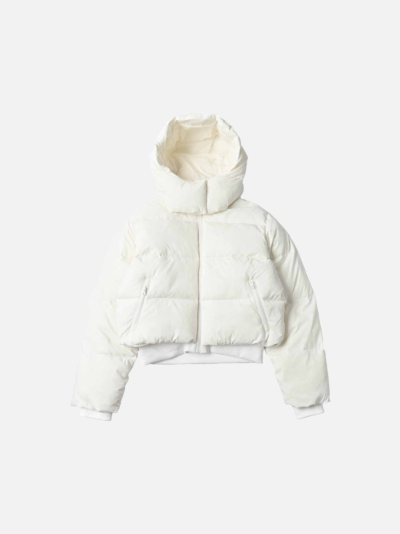 Alo Foxy Cropped Hooded Puffer Jacket - Ivory - Lulualo