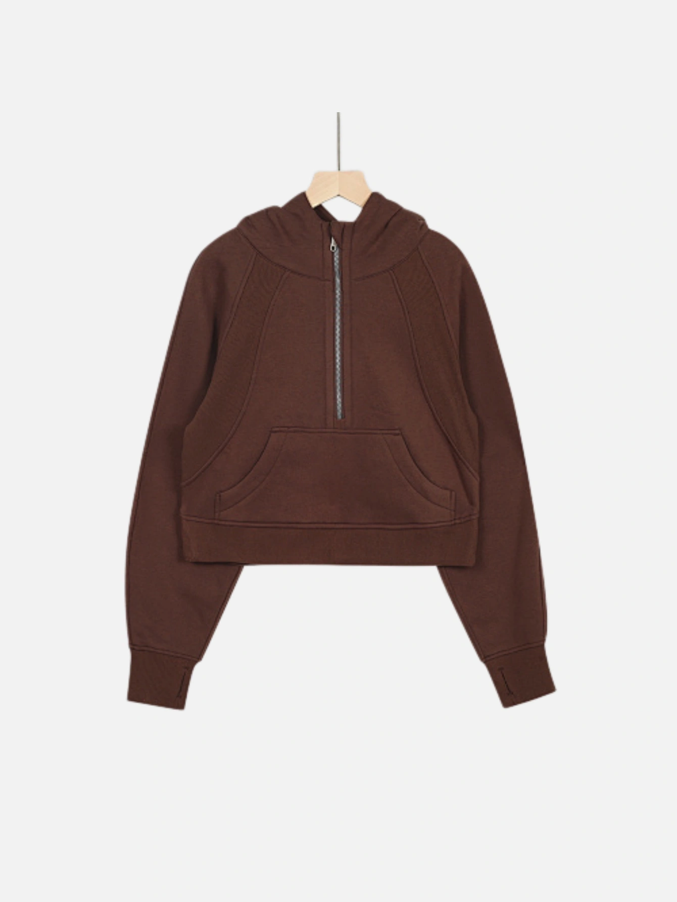 Women Half Zip Cropped Hoodie Soft Fleece Workout Pullover Hooded Sweatshirt - Lulualo