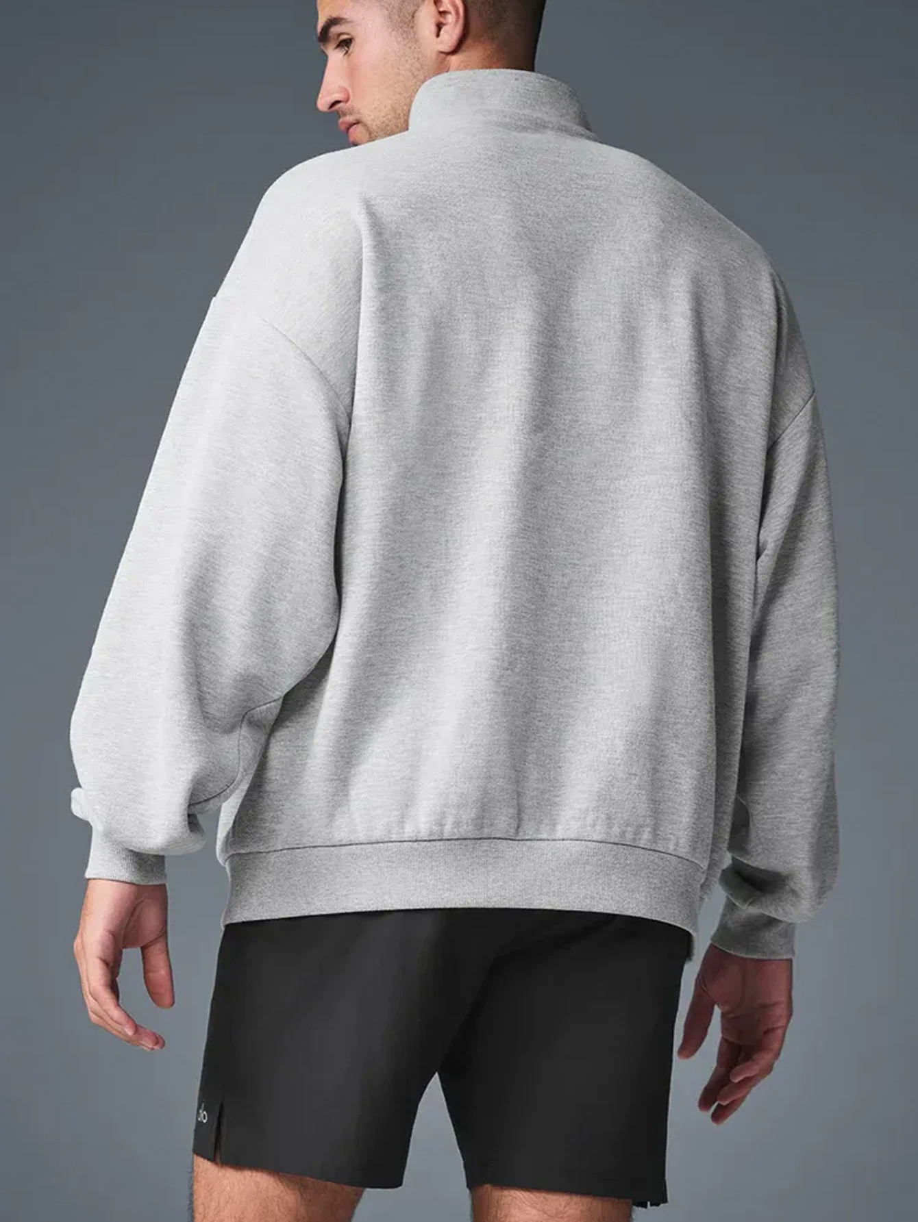 Alo Gray Men's Half-Zip Mock-Neck Sweatshirt | US Warehouse - Lulualo
