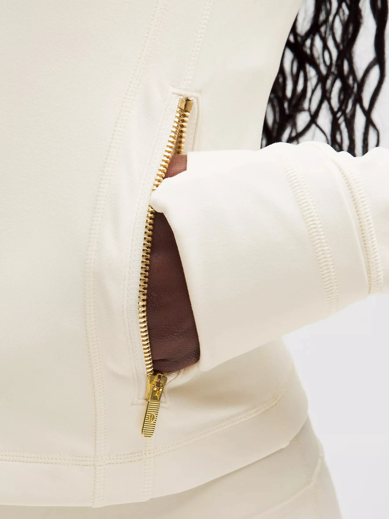 Lululemon White Cropped Gold-Zip Athletic Jacket | US Warehouse - Lulualo