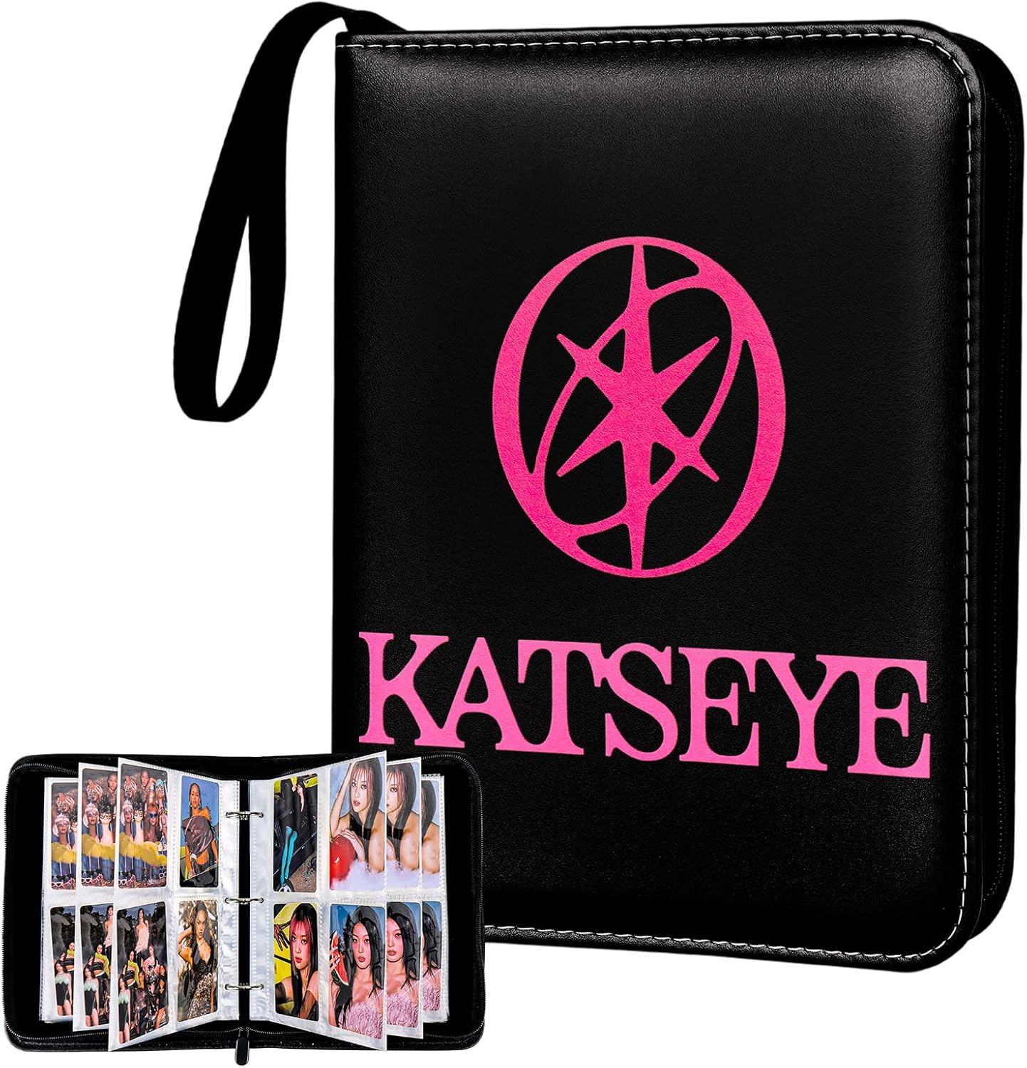 Katseye Photocard Binder 400 Card Capacity With 50 Pack 4 Pocket Pages Water Resistant PU Leather Cover For Collectors - KATSEYE MERCH​