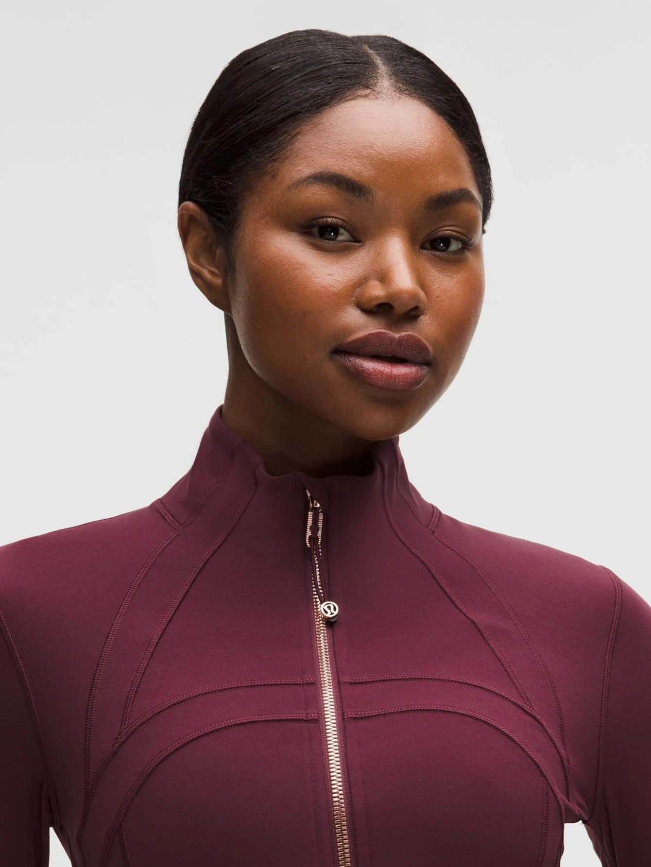Lululemon Wine Red Cropped Gold-Zip Athletic Jacket | US Warehouse - Lulualo