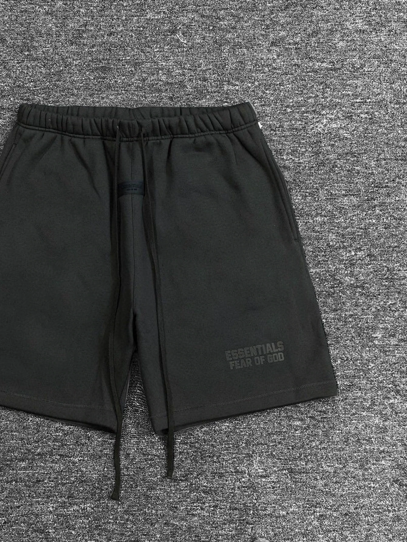 Essentials Washed Black Double-Row Flocked Shorts | US Warehouse - Lulualo