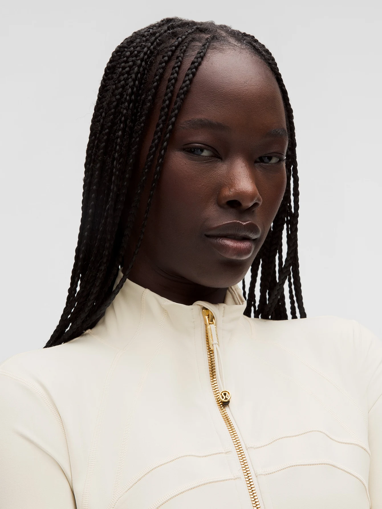 Lululemon White Longline Gold-Zip Athletic Jacket | US Warehouse - Lulualo